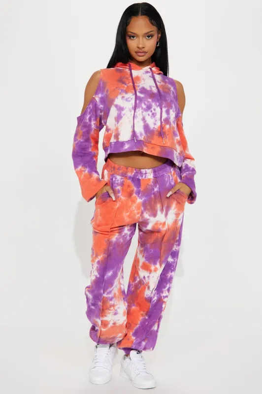 Melinda Tie Dye Jogger Set - Orange/combo made by Fashion Nova