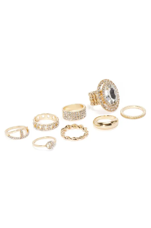 Shine Like No Other 8 Piece Ring Set  - Gold sold by Fashion Nova