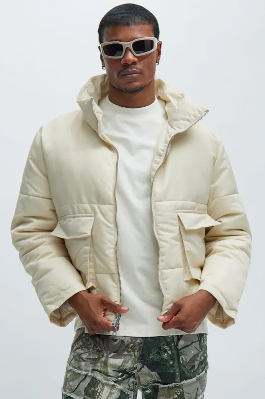 Travis Nylon Cropped Puffer - Off White sold by Fashion Nova