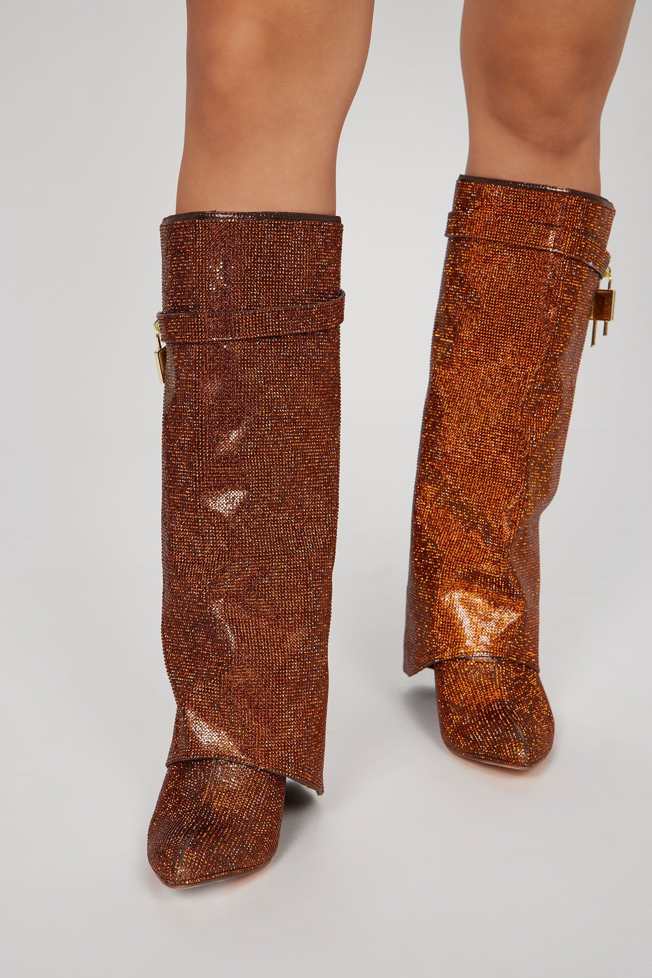 Everything You Need Embellished Overlay Boots - Bronze sold by Fashion Nova product image thumbnail 2