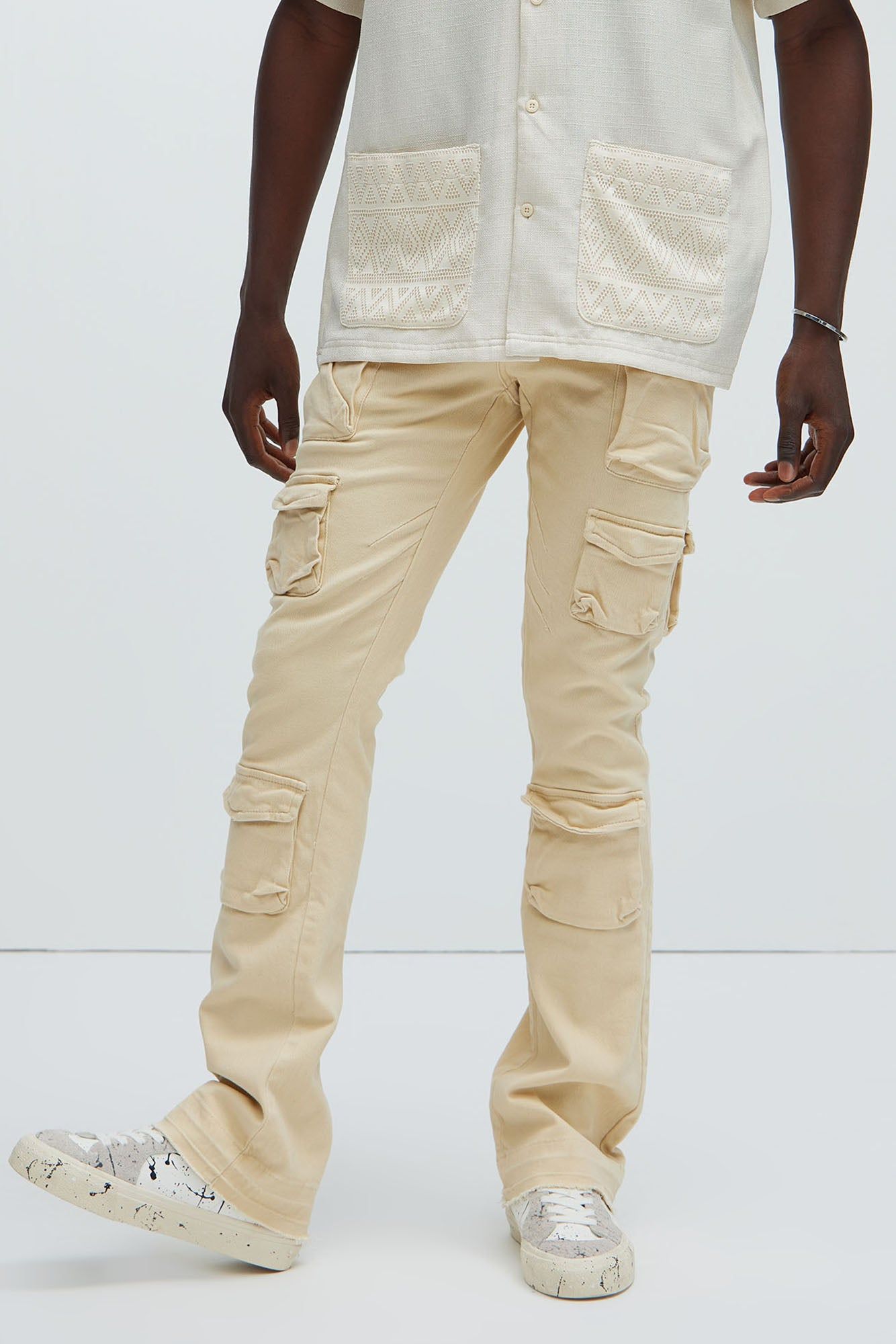 On Repeat Cargo Flare Pants - Off White sold by Fashion Nova product image thumbnail 3