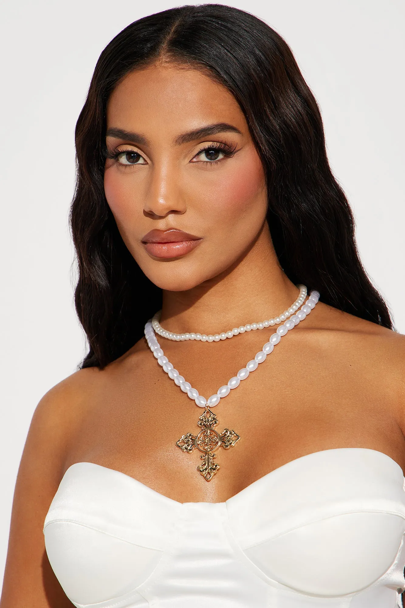 Venetian Goddess Layered Necklace - White/combo sold by Fashion Nova product image thumbnail 2