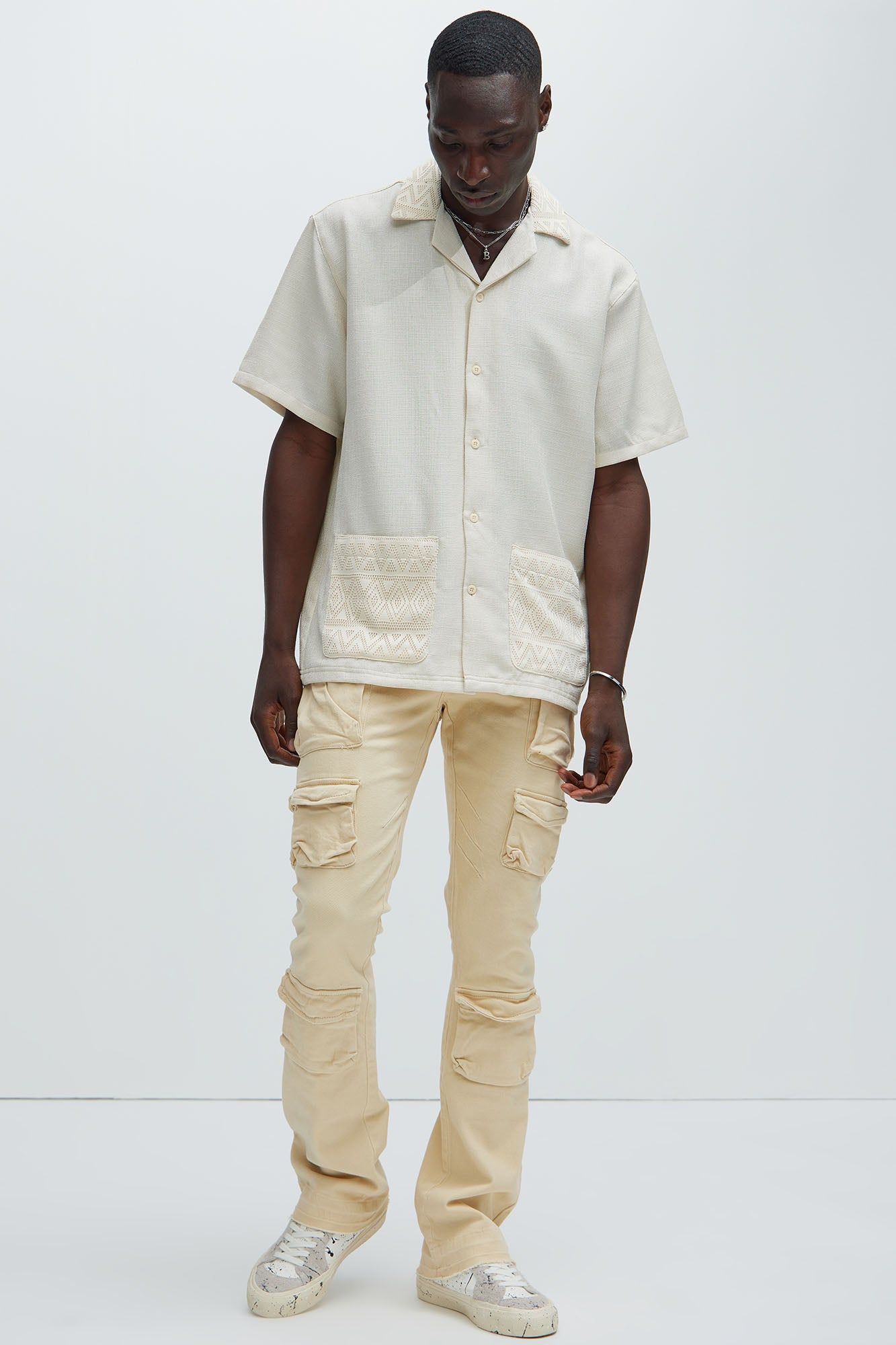 On Repeat Cargo Flare Pants - Off White sold by Fashion Nova product image thumbnail 2