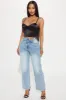 Double Tap Crossover Ankle Straight Leg Jeans - Light Wash sold by Fashion Nova