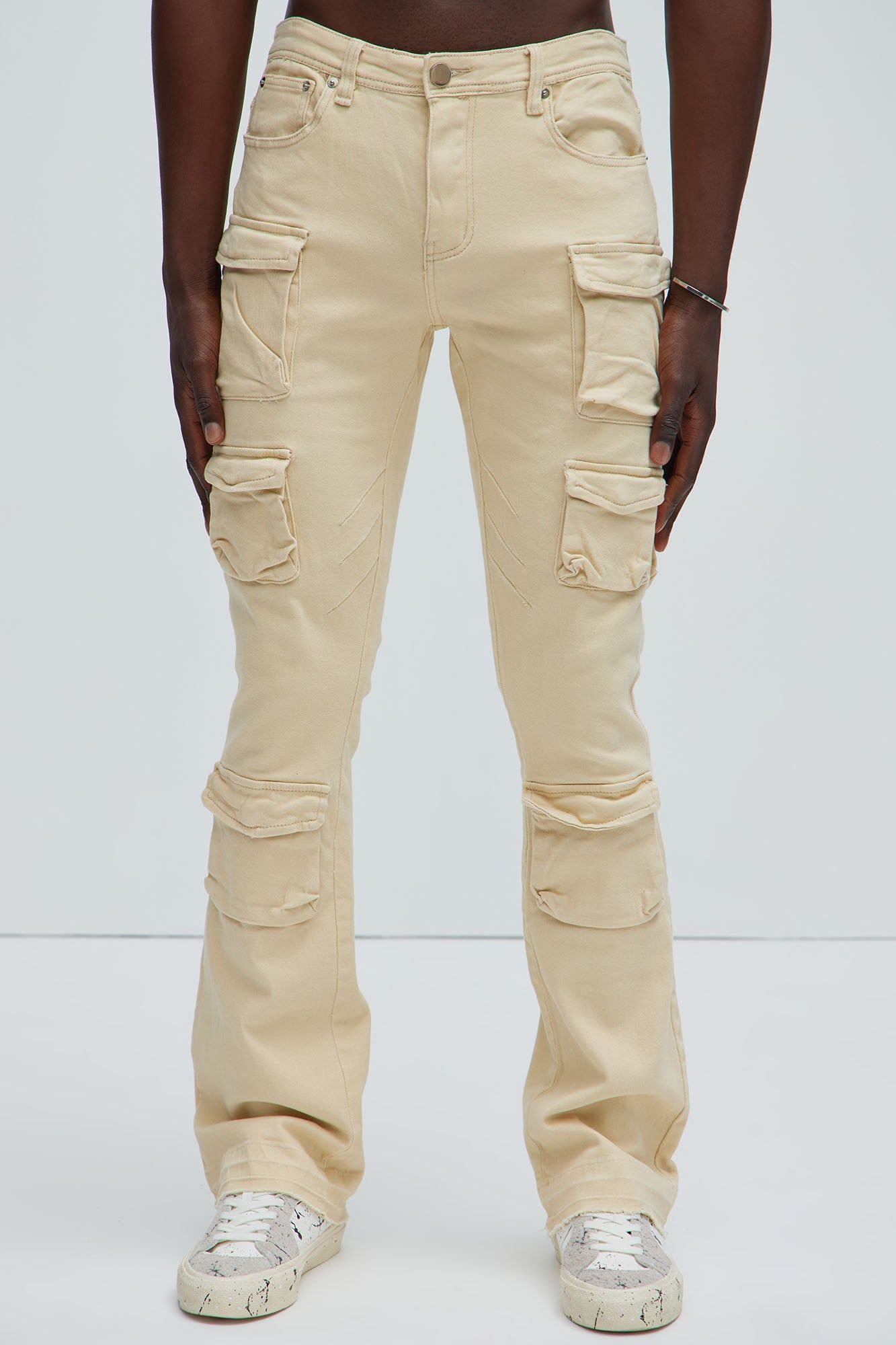 On Repeat Cargo Flare Pants - Off White sold by Fashion Nova