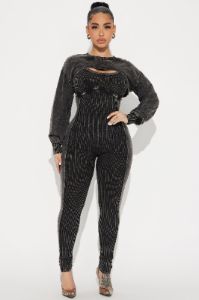 Not On My Watch Jumpsuit Set - Black sold by Fashion Nova