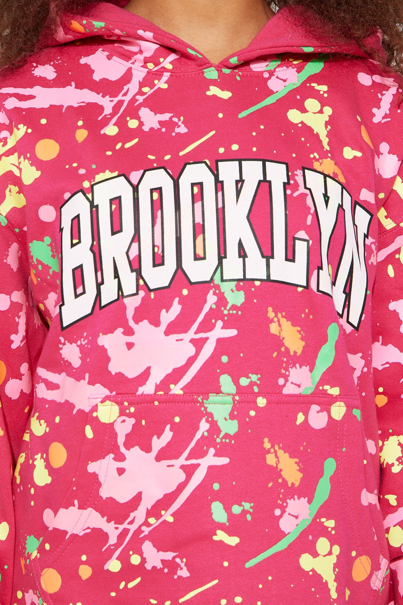 Mini Brooklyn Splatter Fleece Hoodie - Fuchsia sold by Fashion Nova product image thumbnail 3