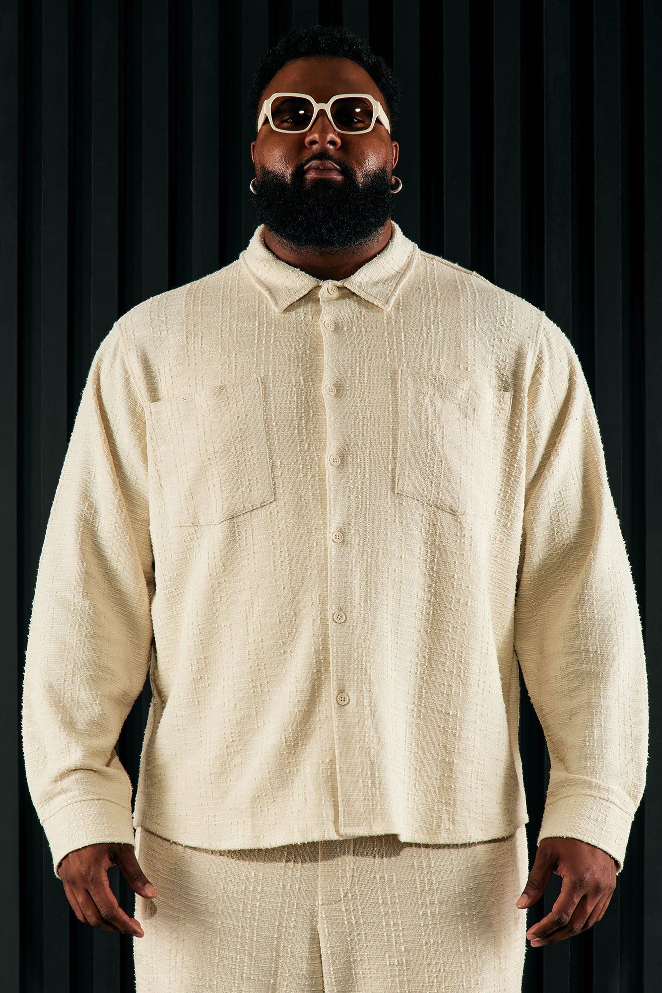 Jordan Textured Long Sleeve Button Up Shirt - Off White sold by Fashion Nova product image thumbnail 8