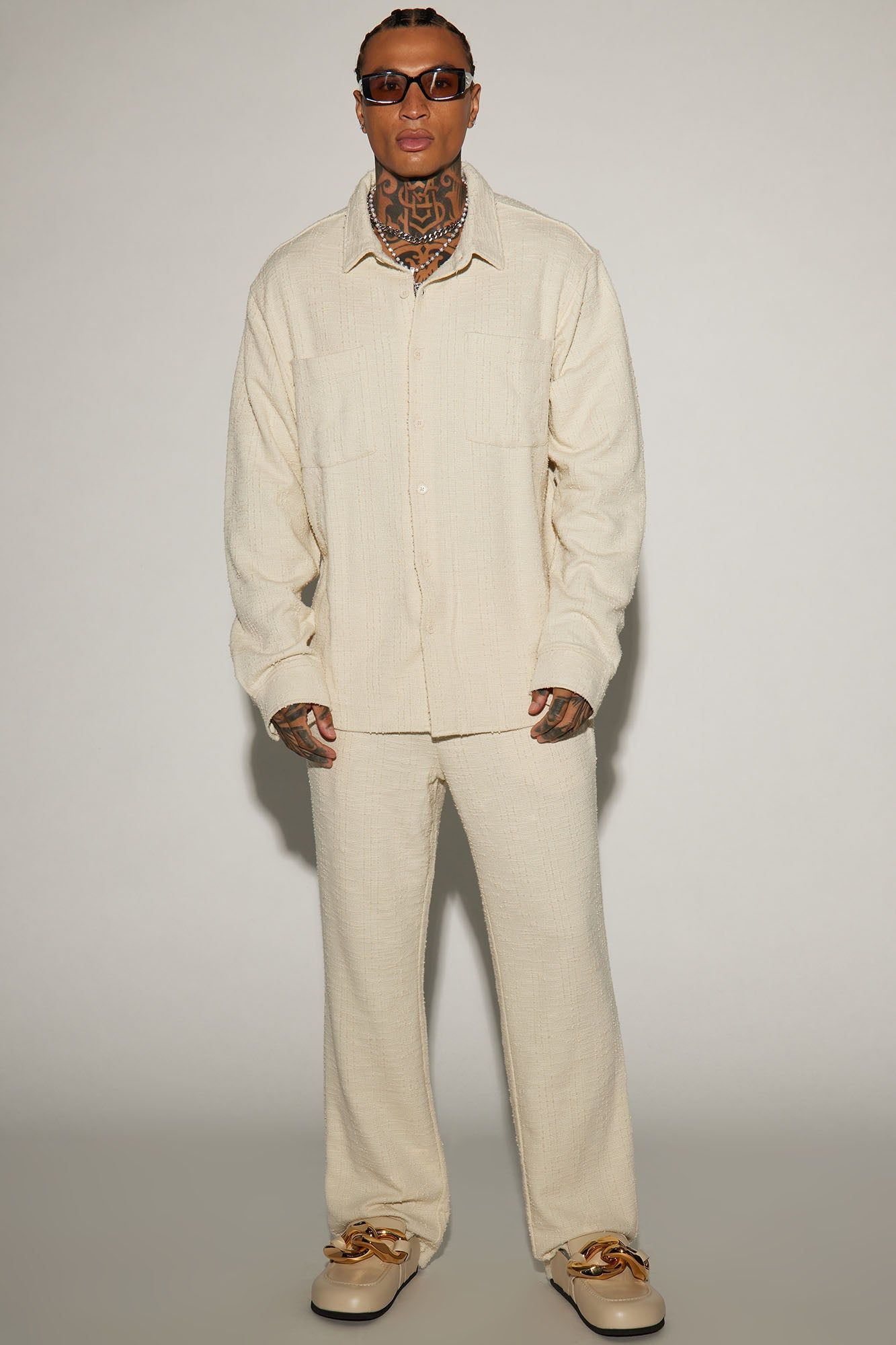 Jordan Textured Long Sleeve Button Up Shirt - Off White sold by Fashion Nova product image thumbnail 5