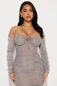 Gemma Rhinestone Mesh Maxi Dress - Grey sold by Fashion Nova
