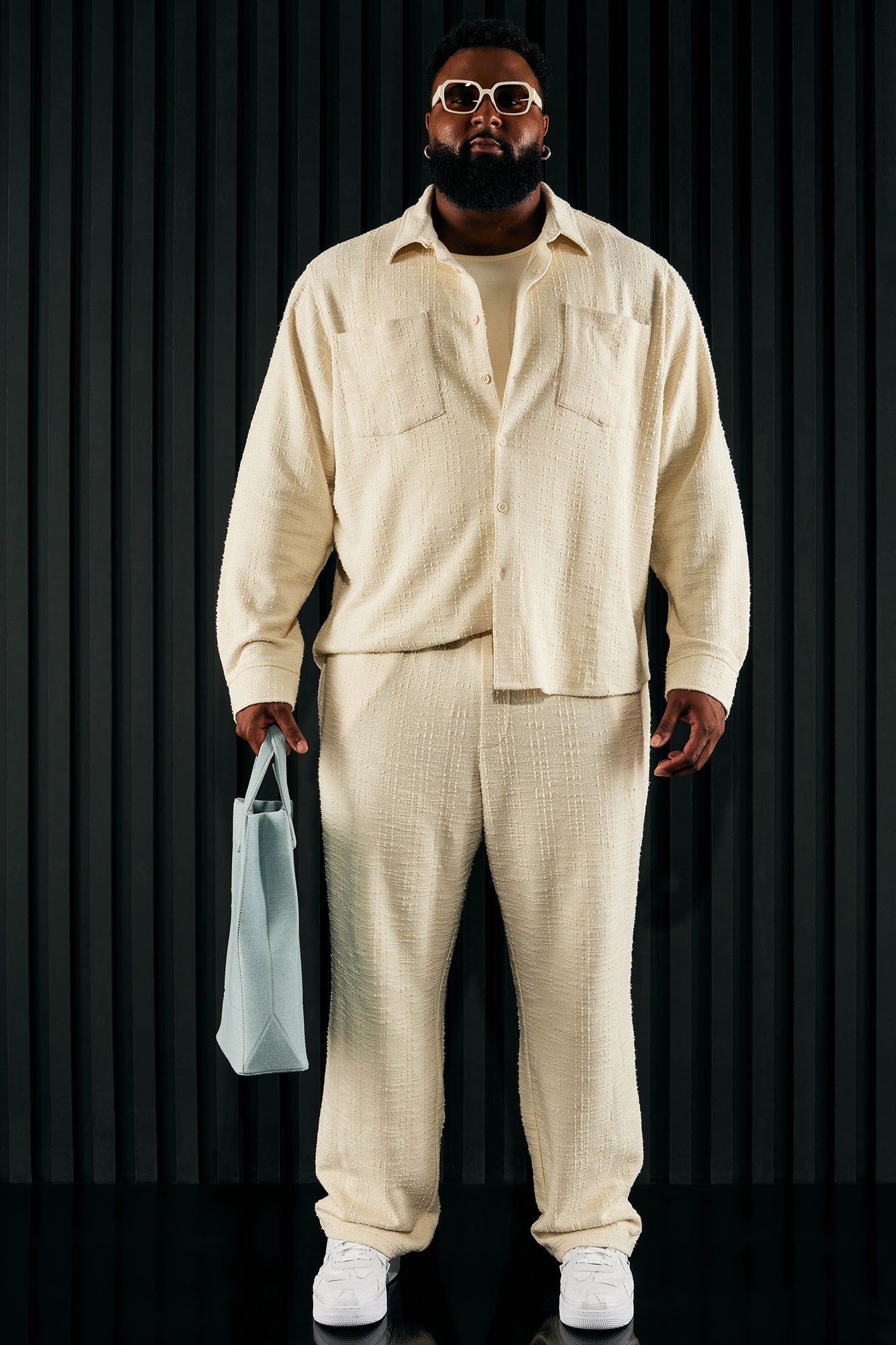 Jordan Textured Long Sleeve Button Up Shirt - Off White sold by Fashion Nova product image thumbnail 9