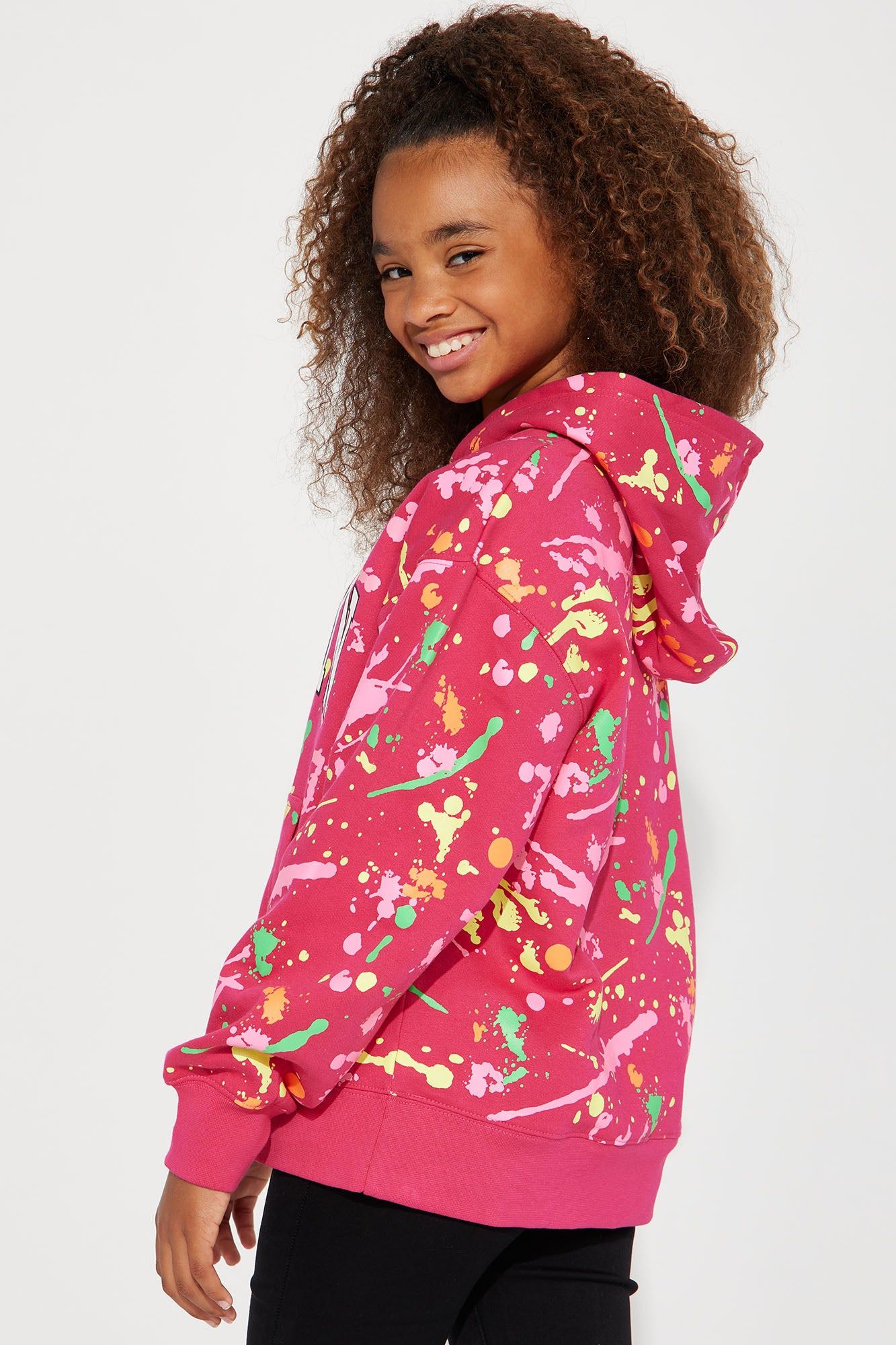Mini Brooklyn Splatter Fleece Hoodie - Fuchsia sold by Fashion Nova product image thumbnail 5