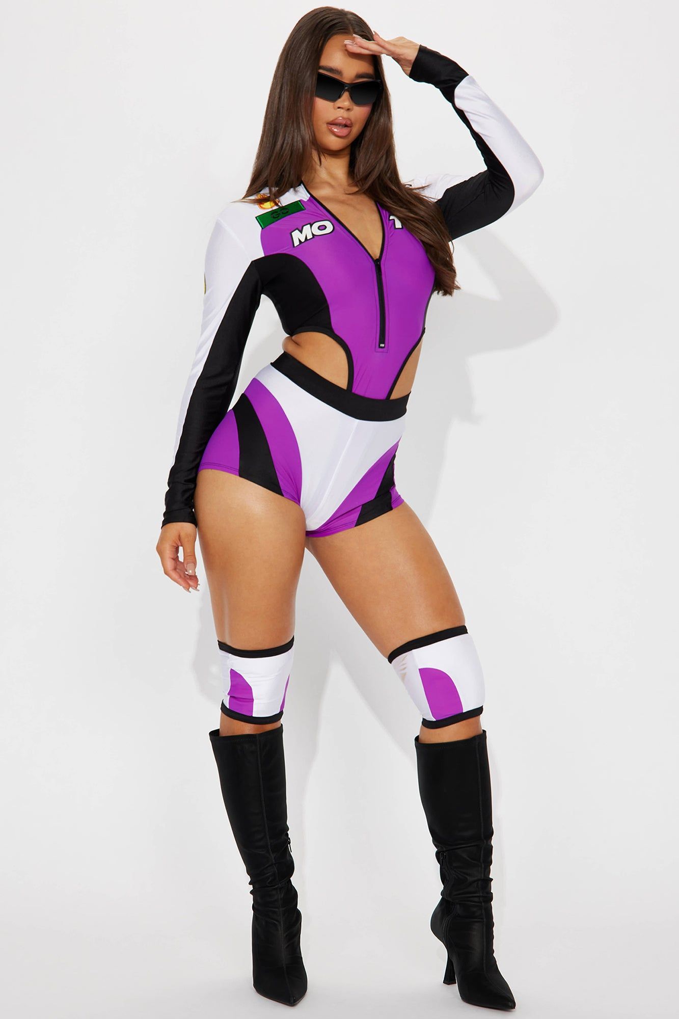 In Overdrive Racer 5 Piece Costume Set - Purple/combo sold by Fashion Nova