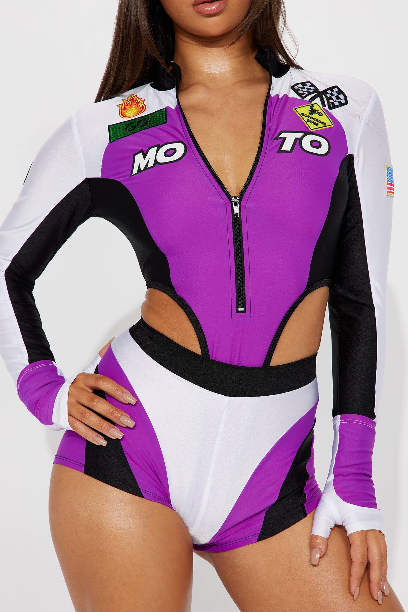 In Overdrive Racer 5 Piece Costume Set - Purple/combo sold by Fashion Nova product image thumbnail 3