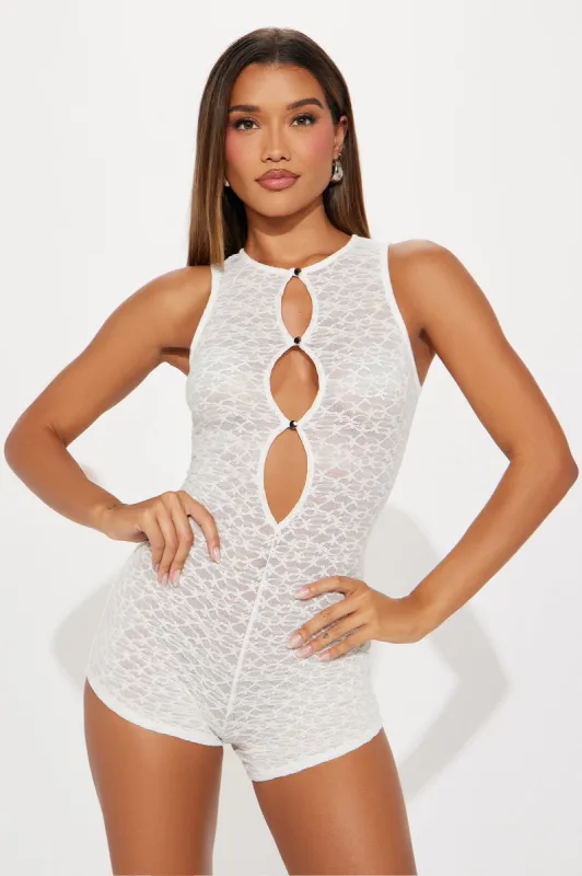 Special Day Lace Romper - White sold by Fashion Nova