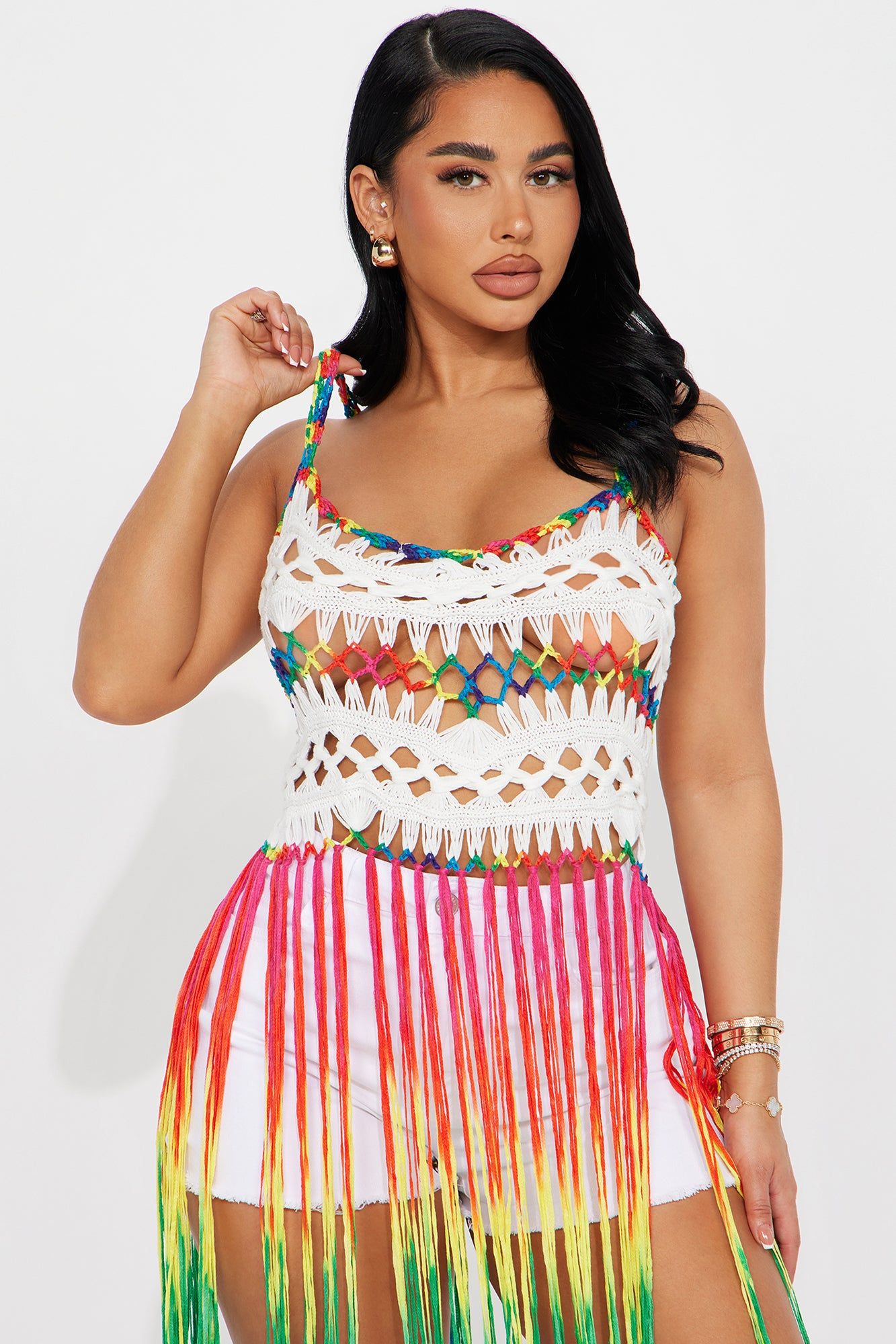 Colorful Dreams Crochet Top - White/combo sold by Fashion Nova product image thumbnail 2