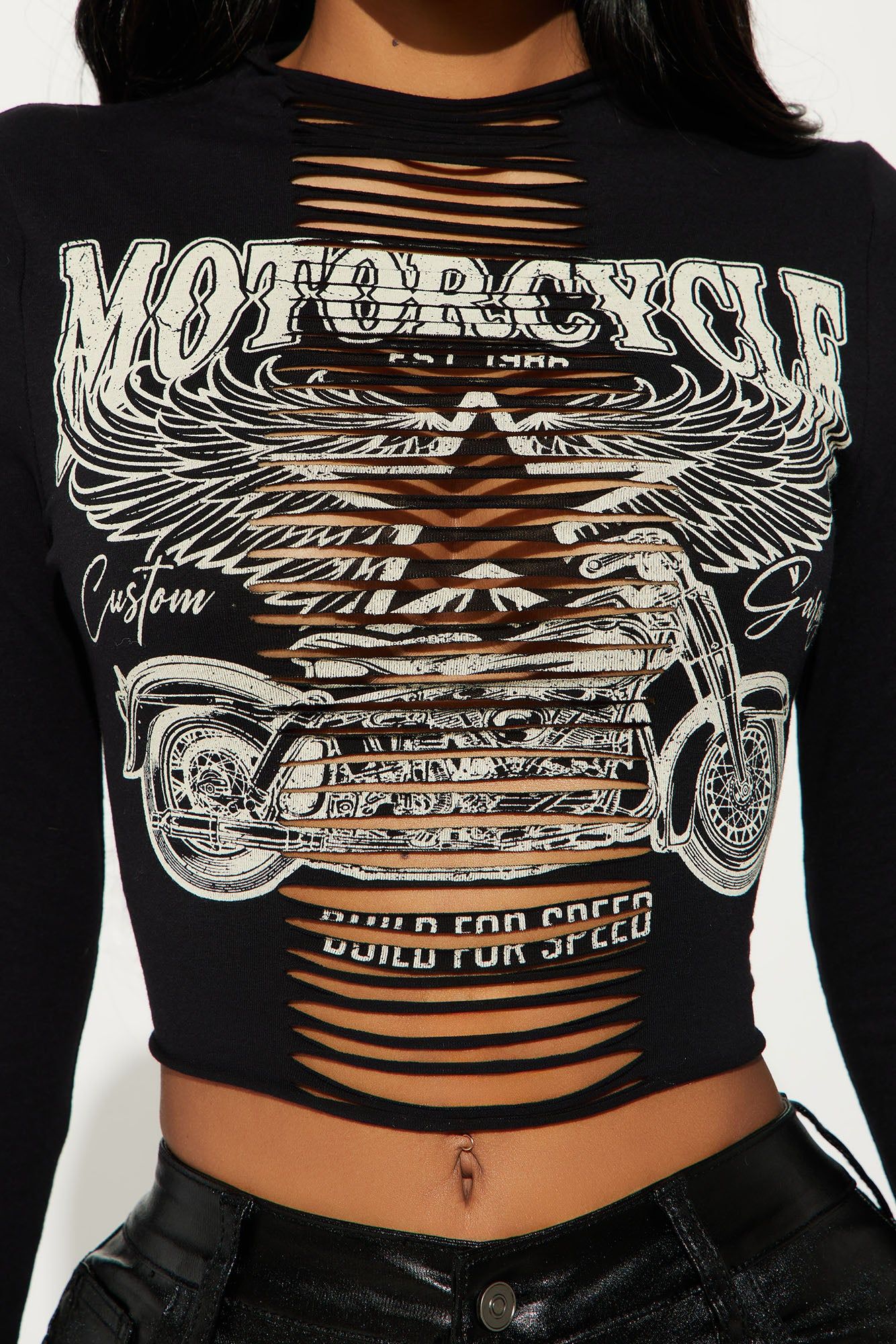 Catch A Ride Distressed Top - Black sold by Fashion Nova product image thumbnail 3