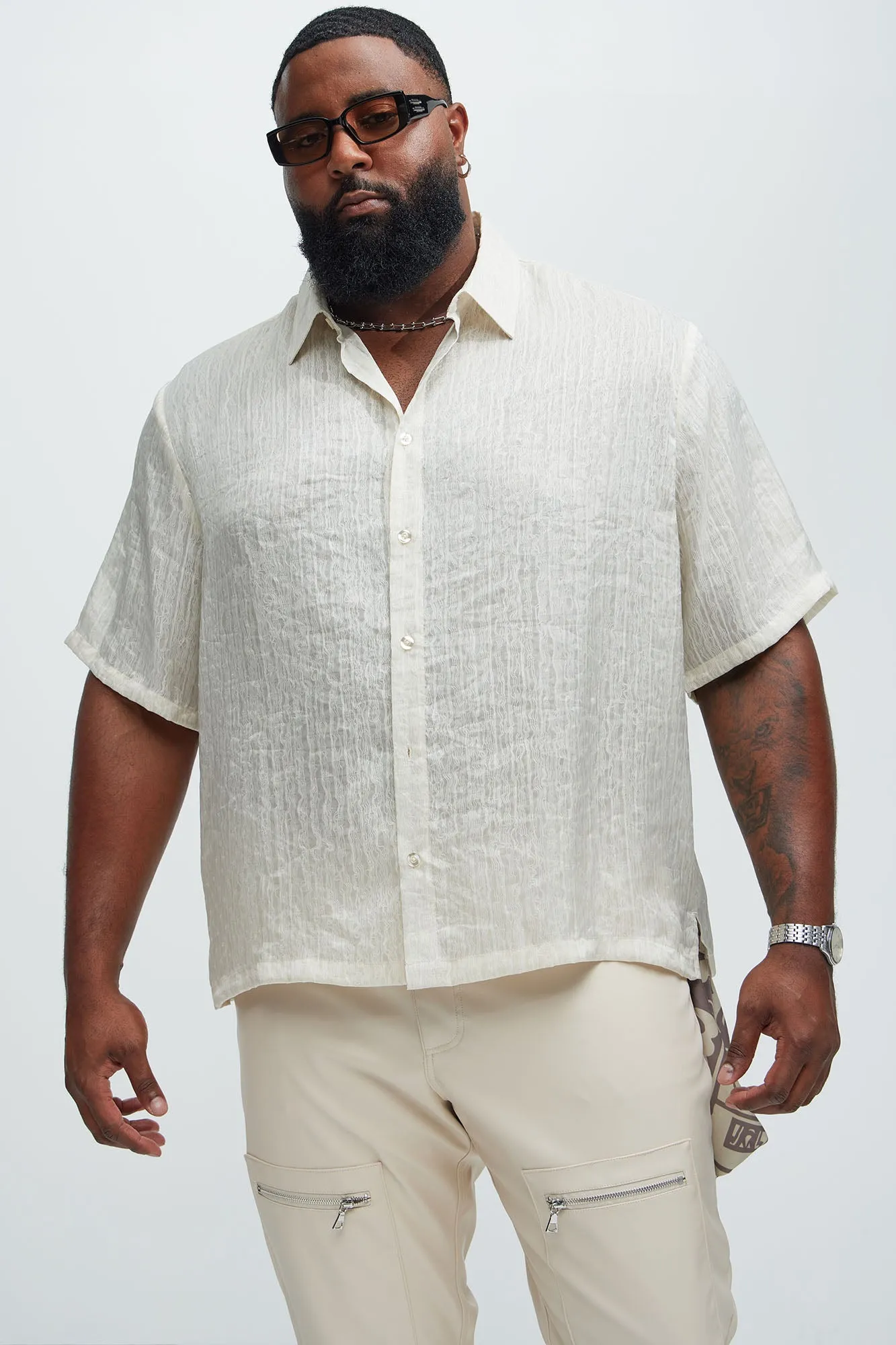 Prado Short Sleeve Shirt - Cream sold by Fashion Nova product image thumbnail 5