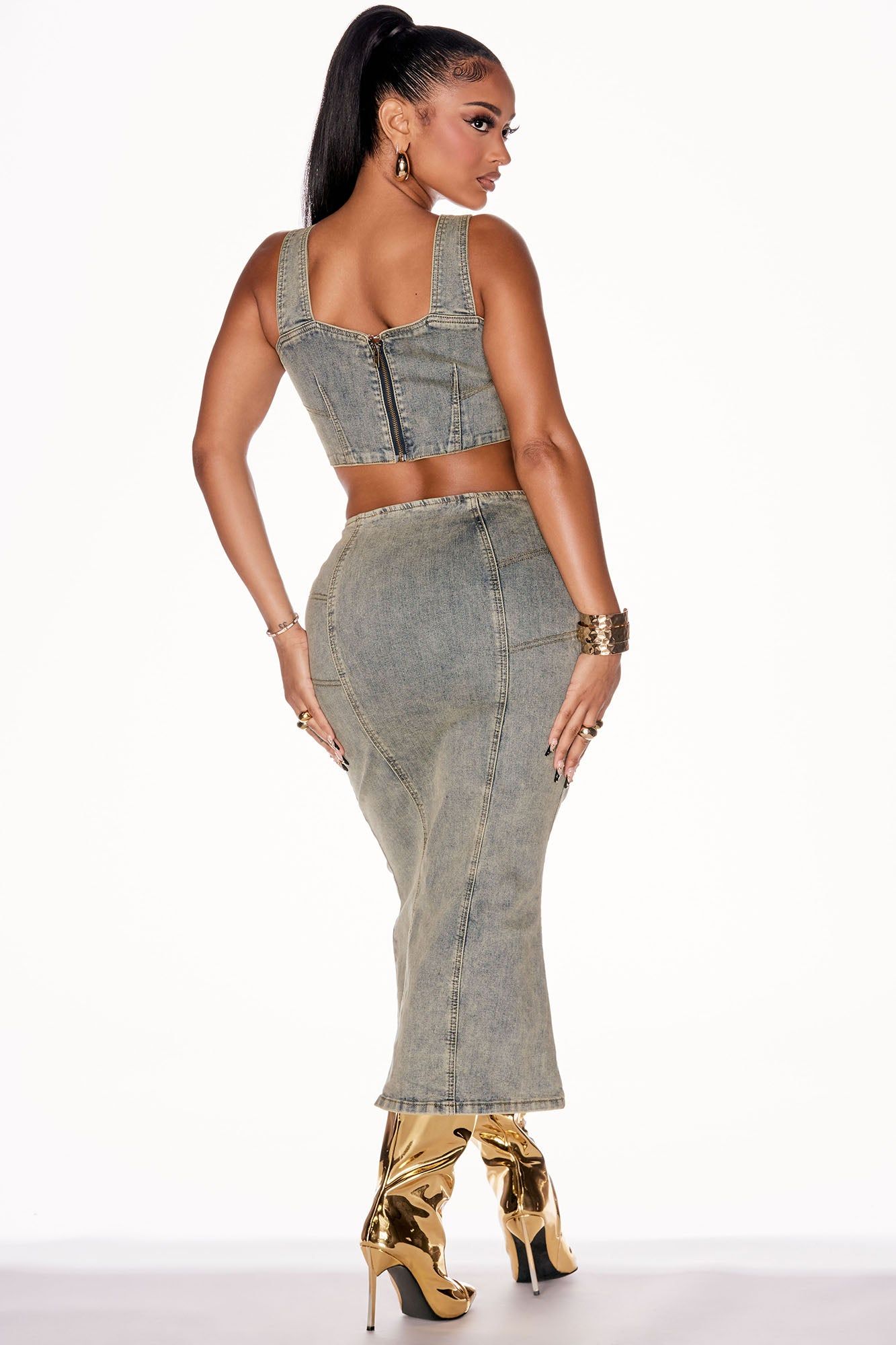 A Classic Denim Skirt Set - Vintage Wash sold by Fashion Nova product image thumbnail 3