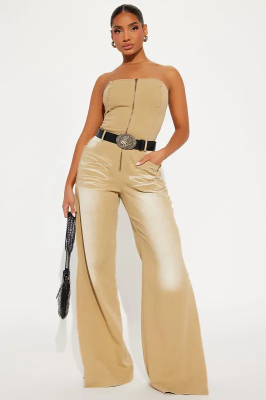 Cedar City Washed Jumpsuit - Taupe sold by Fashion Nova