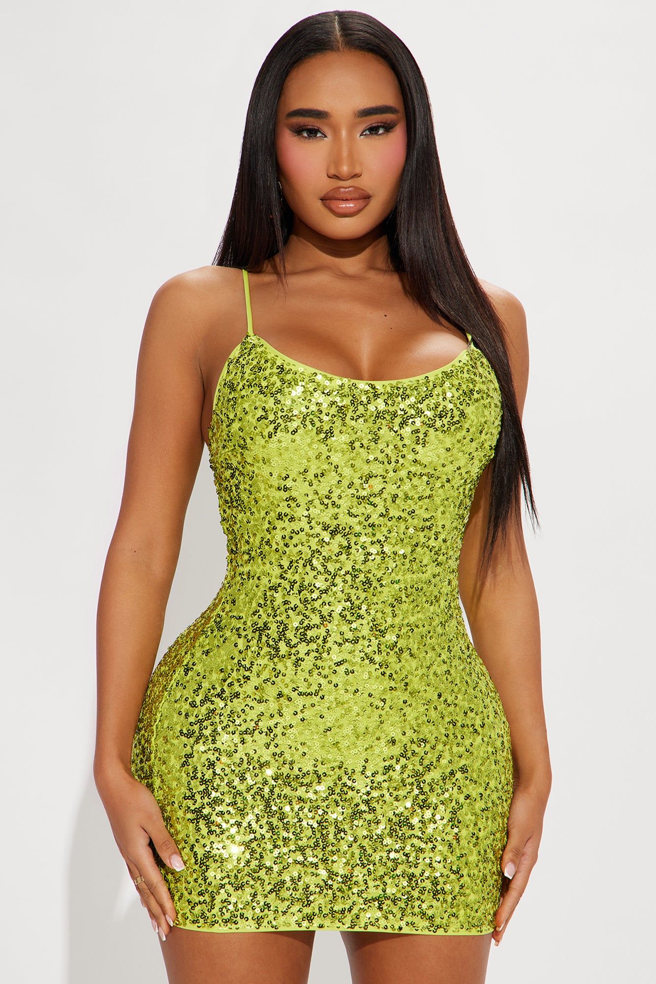 Twilight Sequin Mini Dress - Lime sold by Fashion Nova