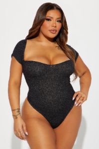 Call You Back Short Sleeve Bodysuit - Black sold by Fashion Nova