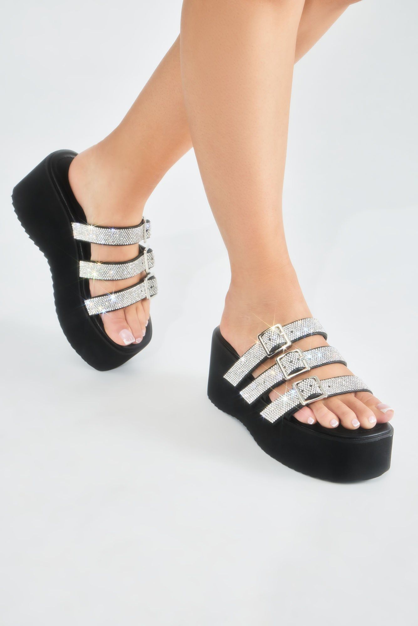 Make It Bling Platform Wedges - Silver sold by Fashion Nova