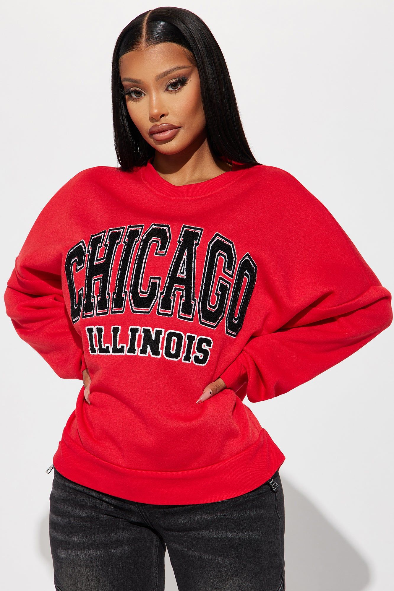 Chicago Crew Neck Sweatshirt - Red sold by Fashion Nova product image thumbnail 3