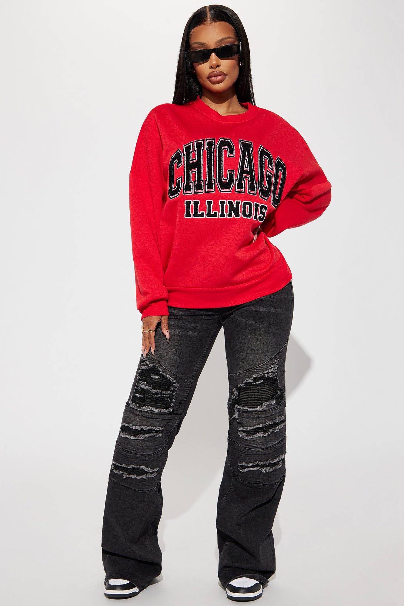 Chicago Crew Neck Sweatshirt - Red sold by Fashion Nova product image thumbnail 2
