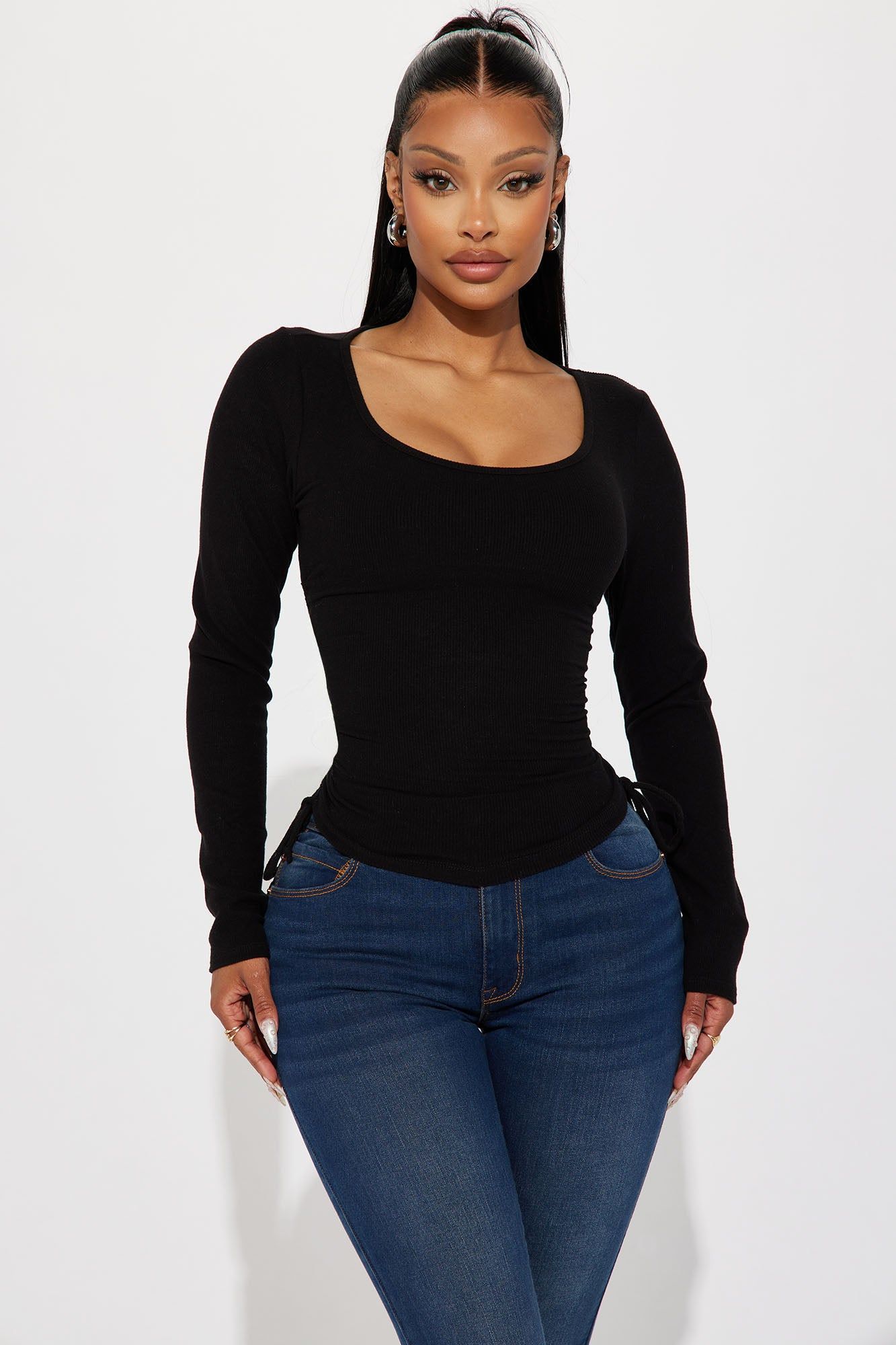 Jamie Ruched Top - Black sold by Fashion Nova