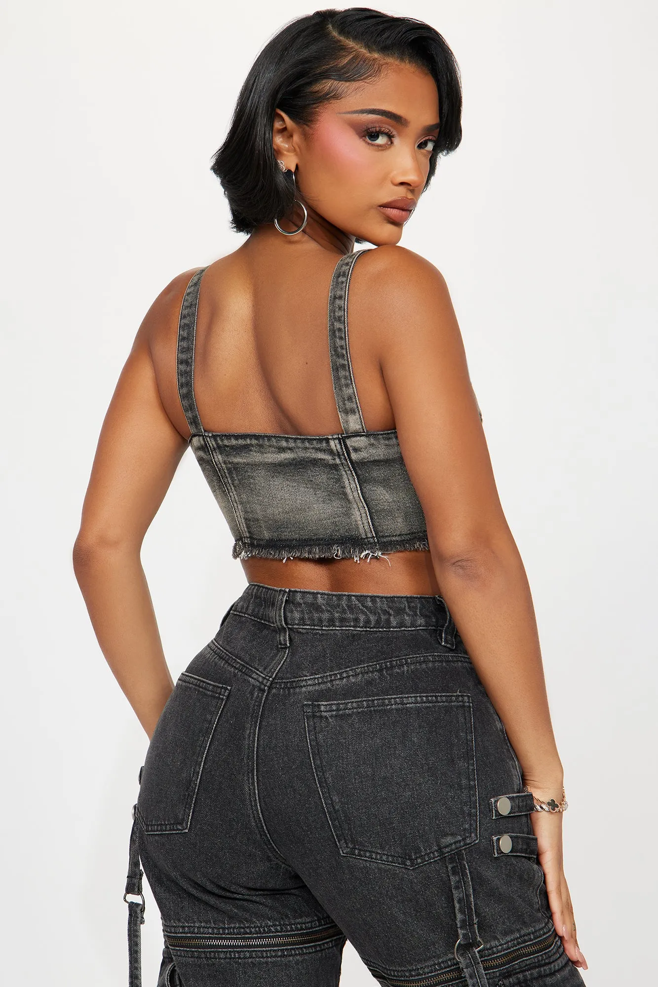 Back Again Washed Denim Top - Acid Wash Black sold by Fashion Nova product image thumbnail 3