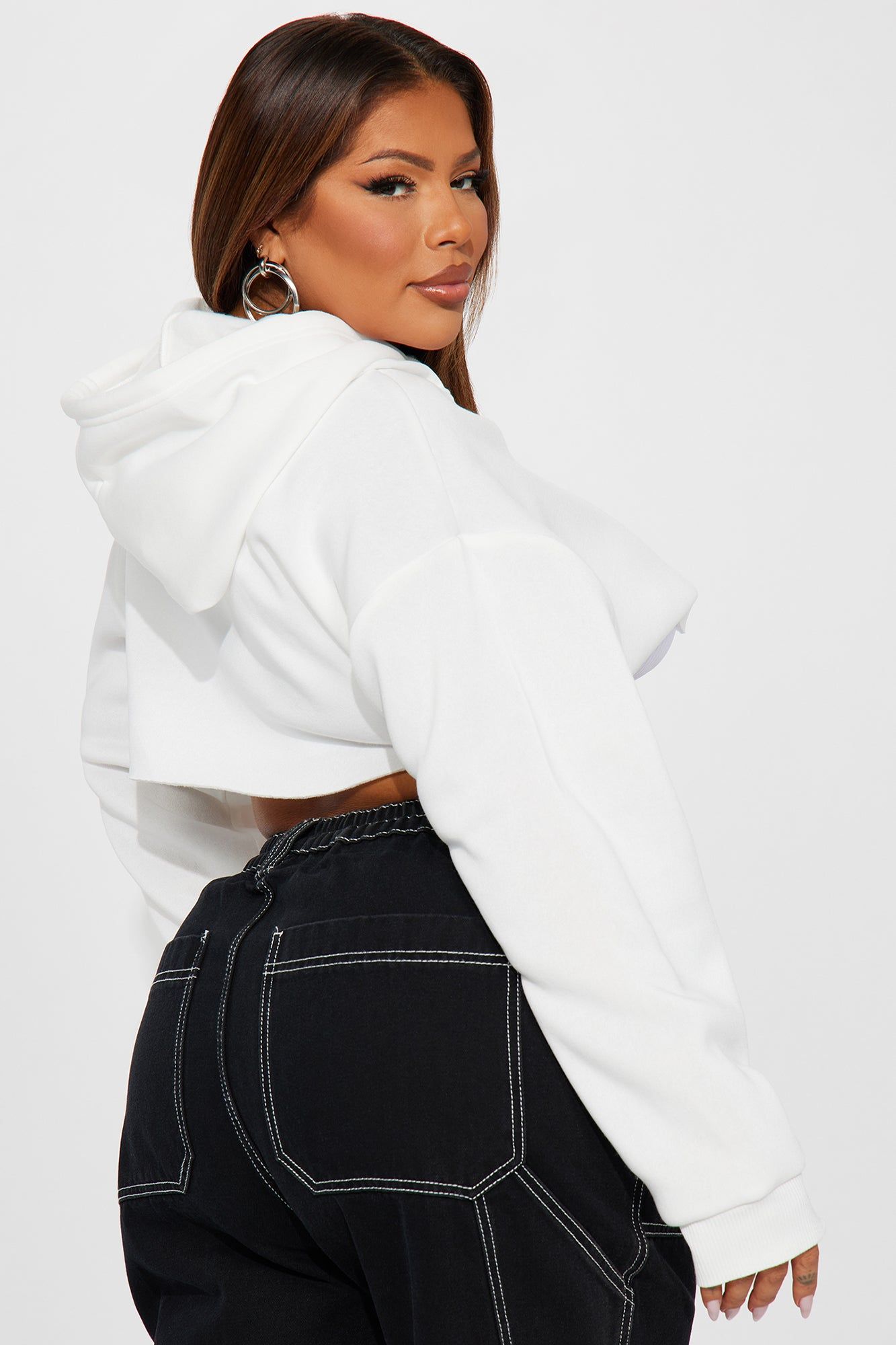 Lilian Cropped Lounge Hoodie - White sold by Fashion Nova product image thumbnail 6