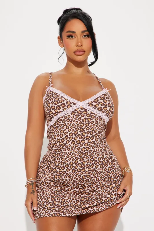 Wild Nights Ribbed Cami Sleep Dress - Leopard sold by Fashion Nova