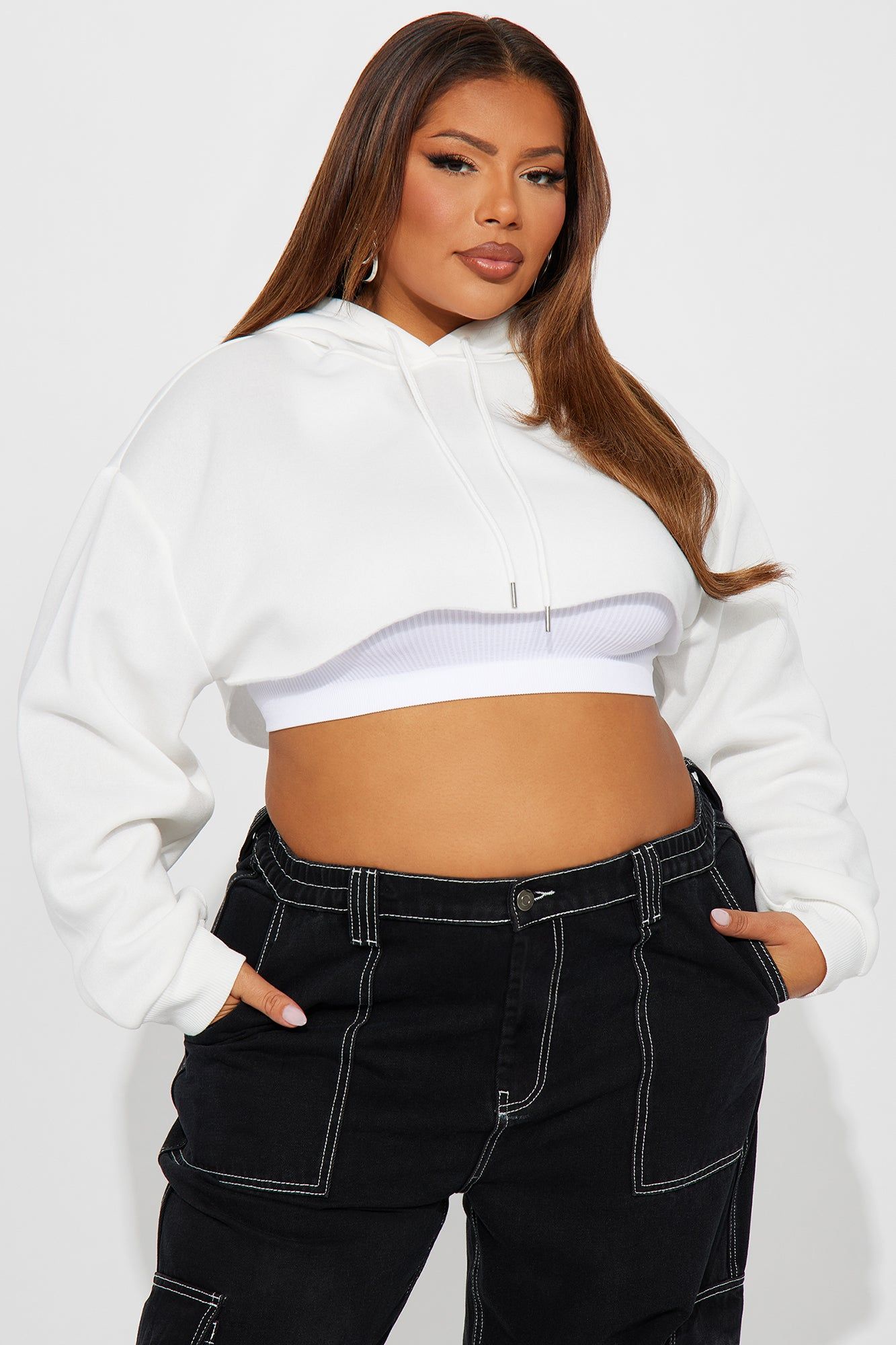 Lilian Cropped Lounge Hoodie - White sold by Fashion Nova product image thumbnail 4