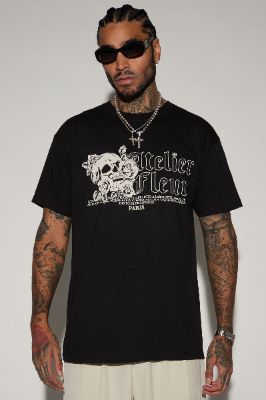 Paris Atelier Fleur Short Sleeve Tee - Black sold by Fashion Nova