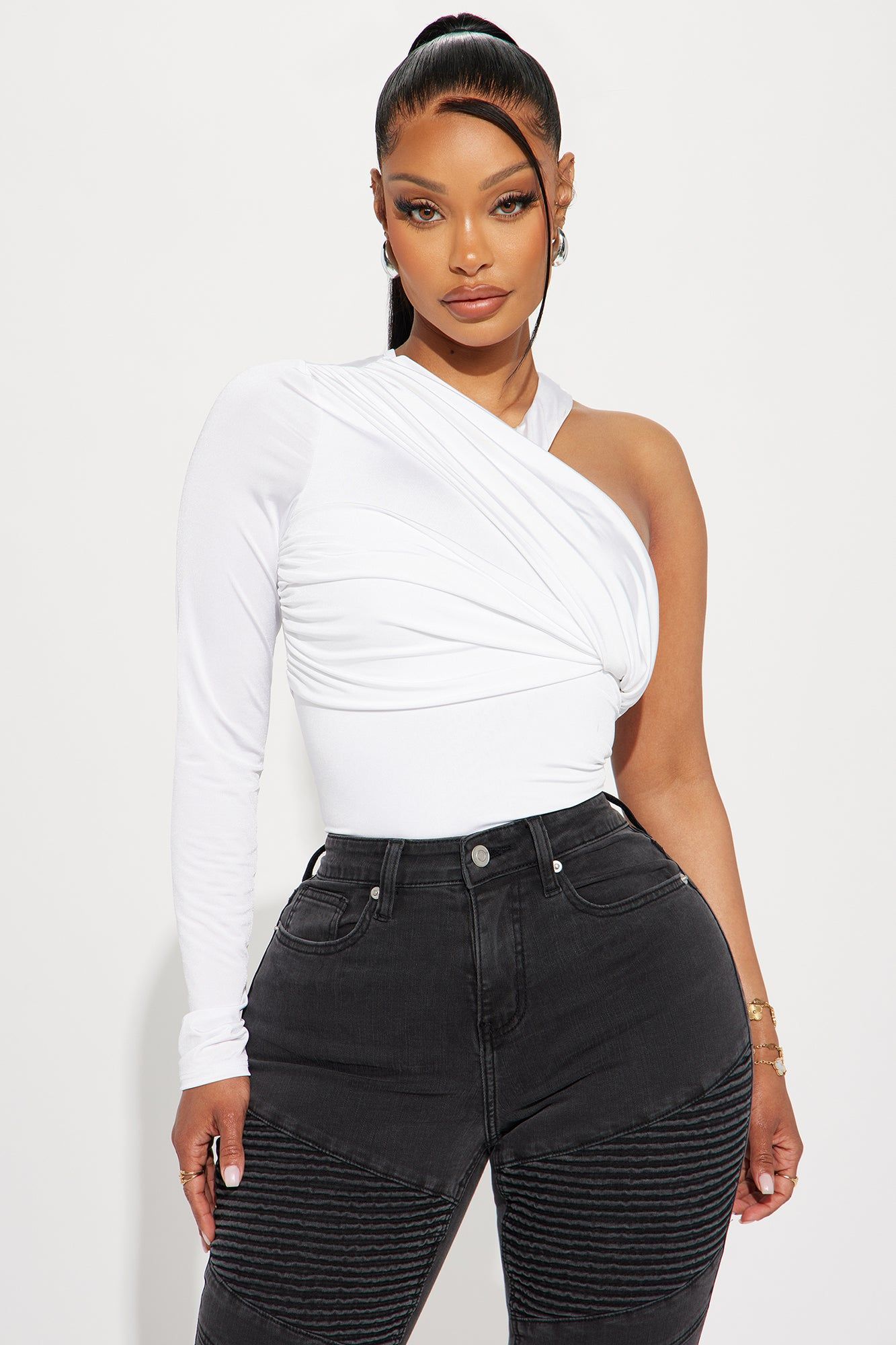 Milana One Shoulder Bodysuit - Ivory sold by Fashion Nova product image thumbnail 3