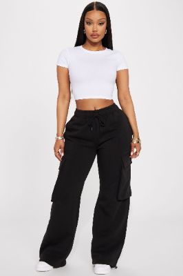 Luna Cargo Lounge Jogger - Black sold by Fashion Nova