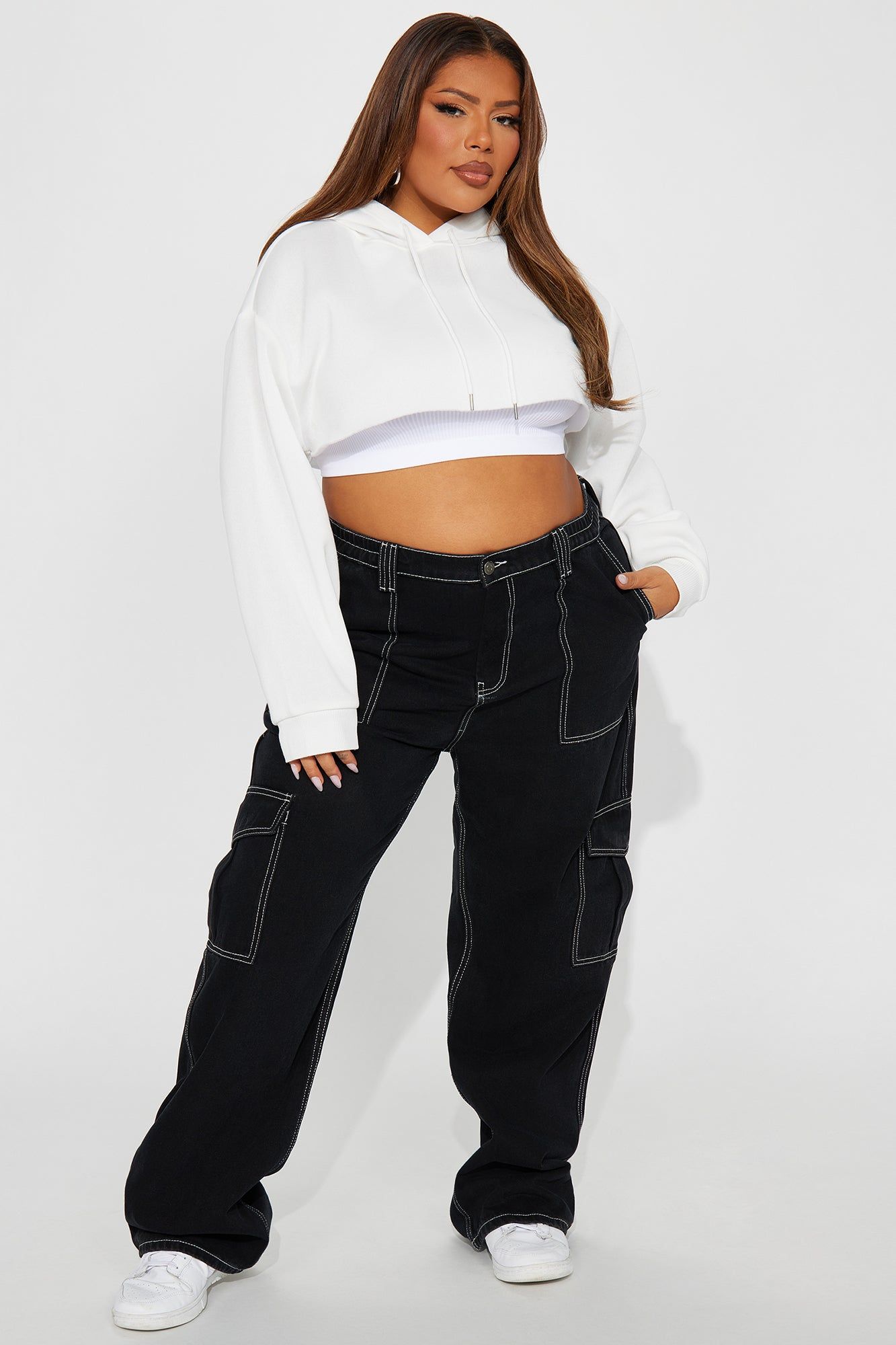 Lilian Cropped Lounge Hoodie - White sold by Fashion Nova product image thumbnail 5