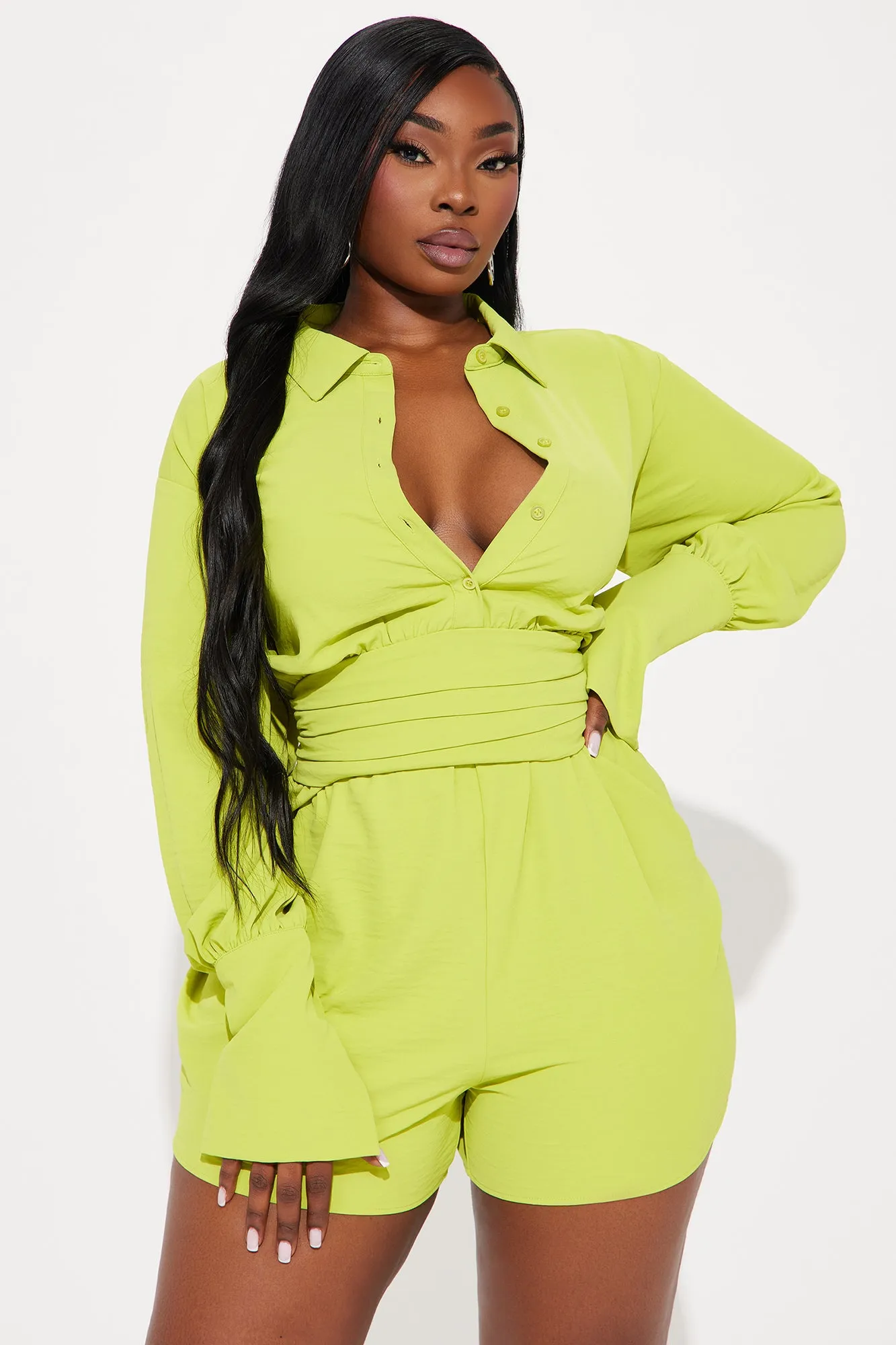 Close Enough To You Romper - Chartreuse sold by Fashion Nova product image thumbnail 4