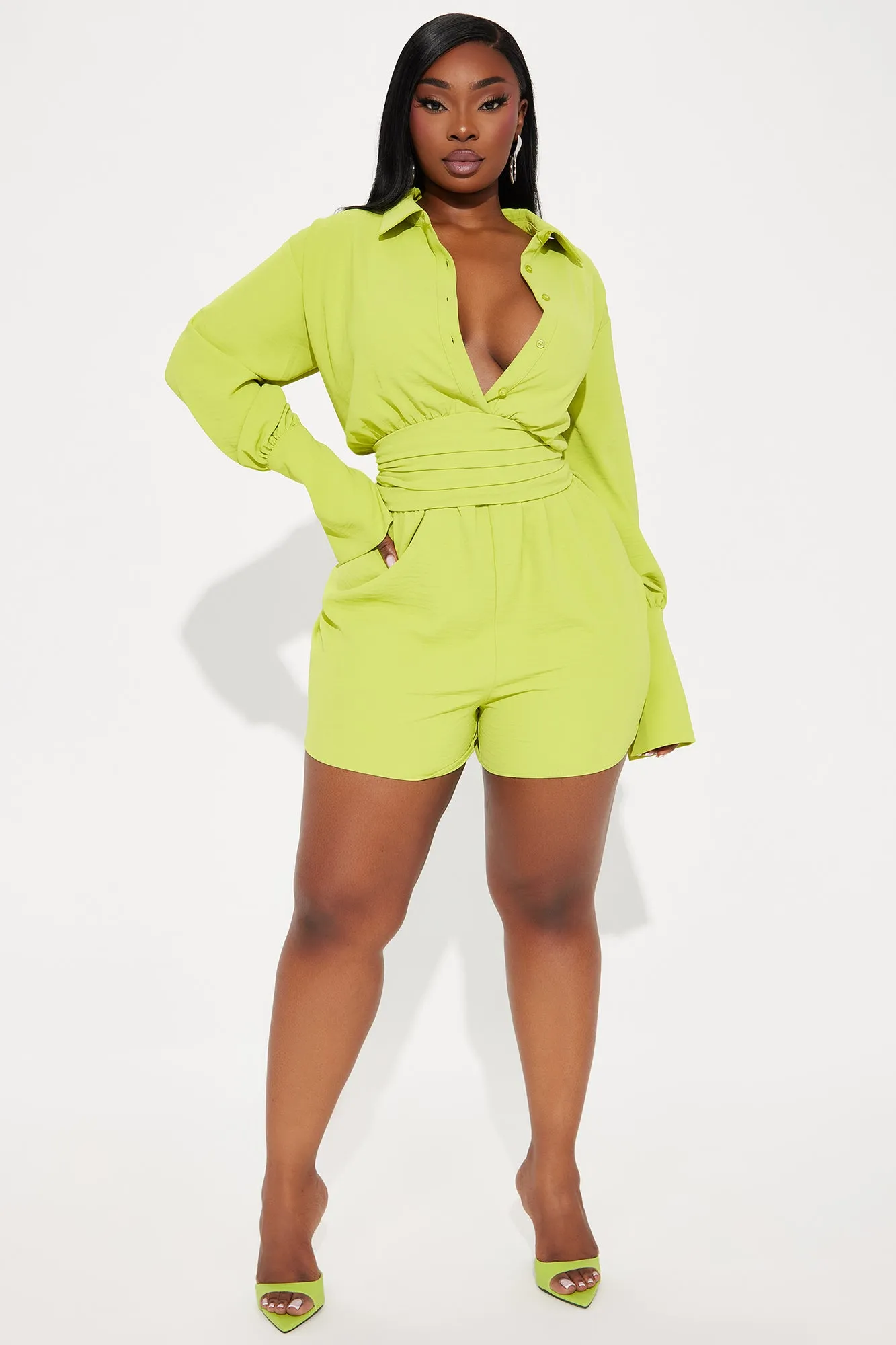 Close Enough To You Romper - Chartreuse sold by Fashion Nova product image thumbnail 5