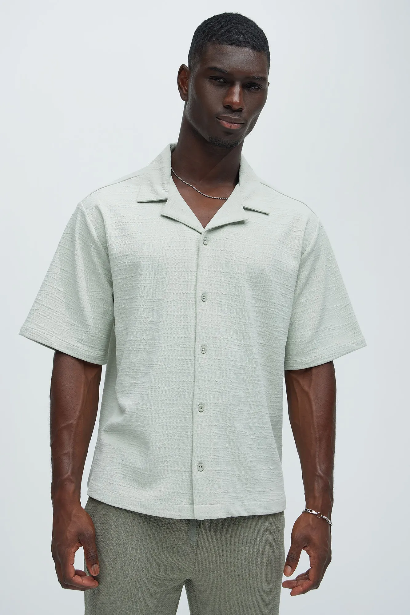 Reid Textured Shirt - Sage sold by Fashion Nova