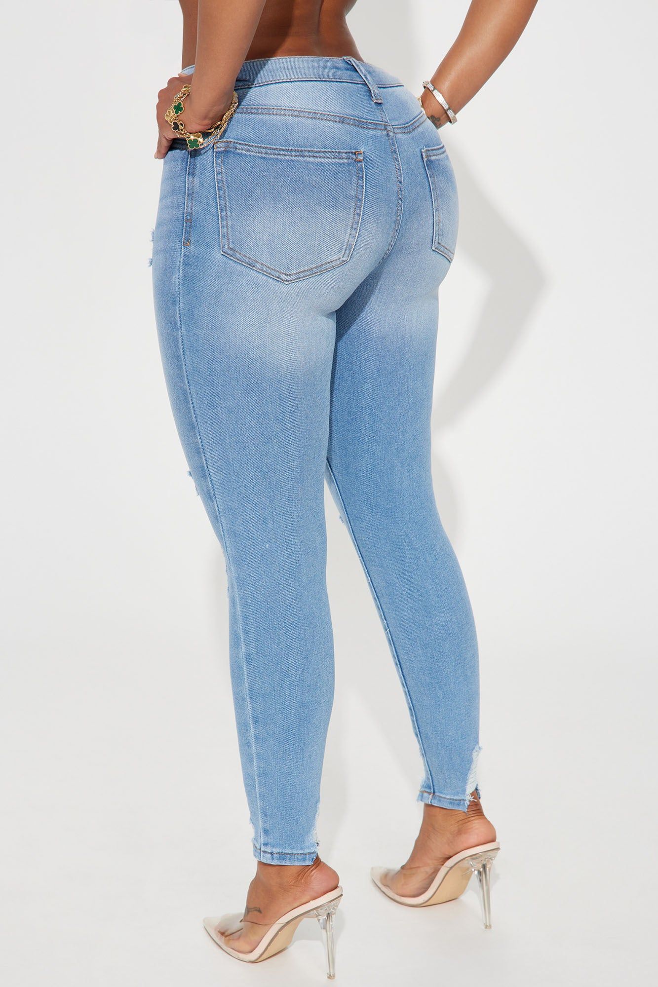 Fitting In Ripped Stretch Skinny Jeans - Vintage Wash sold by Fashion Nova product image thumbnail 3
