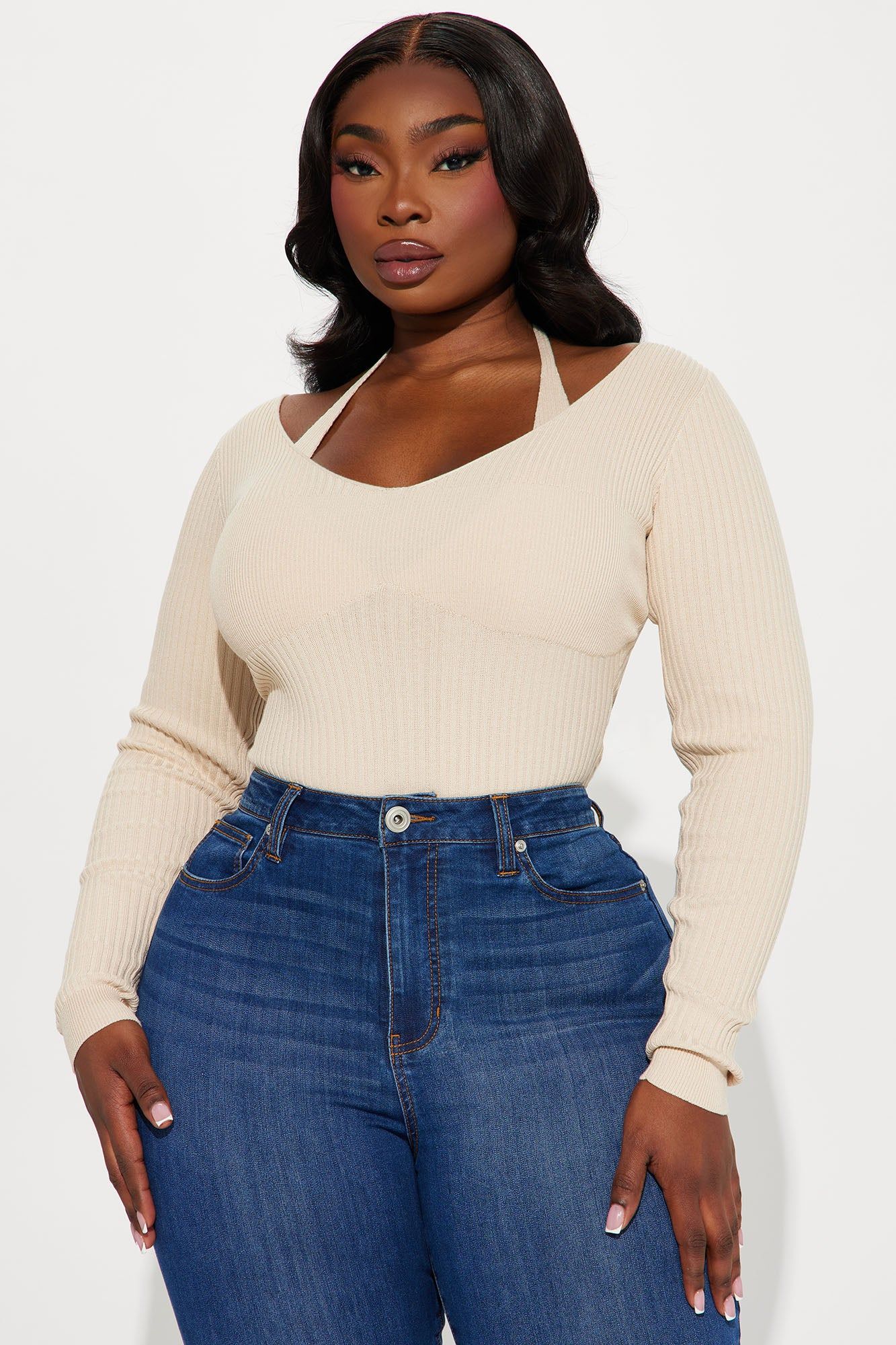Corinna Ribbed Bodysuit - Cream sold by Fashion Nova product image thumbnail 7