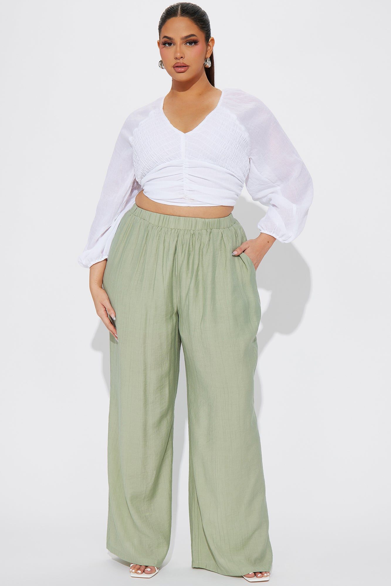 On Tropic Time Wide Leg Pant - Sage sold by Fashion Nova product image thumbnail 4