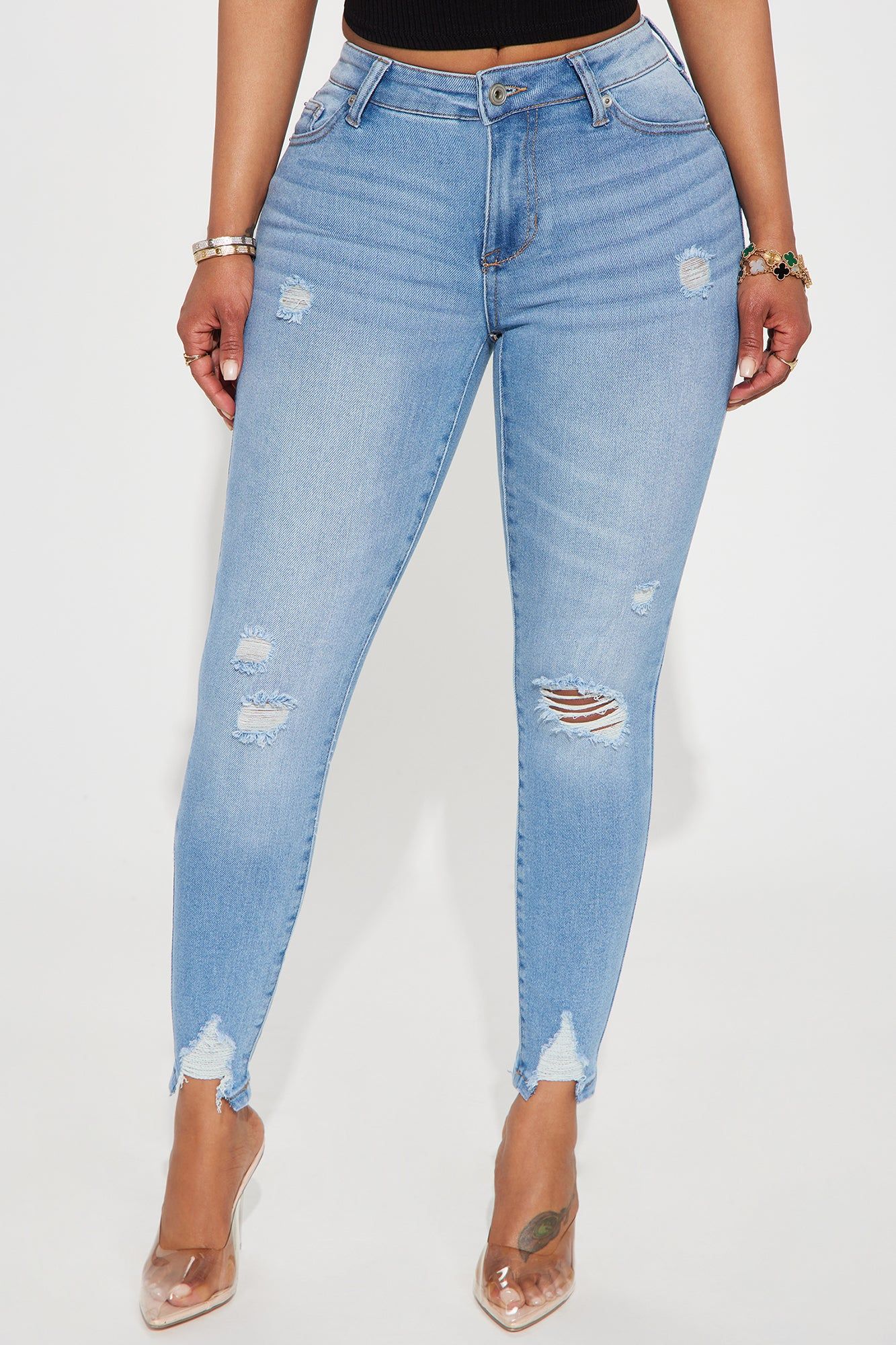 Fitting In Ripped Stretch Skinny Jeans - Vintage Wash sold by Fashion Nova product image thumbnail 2