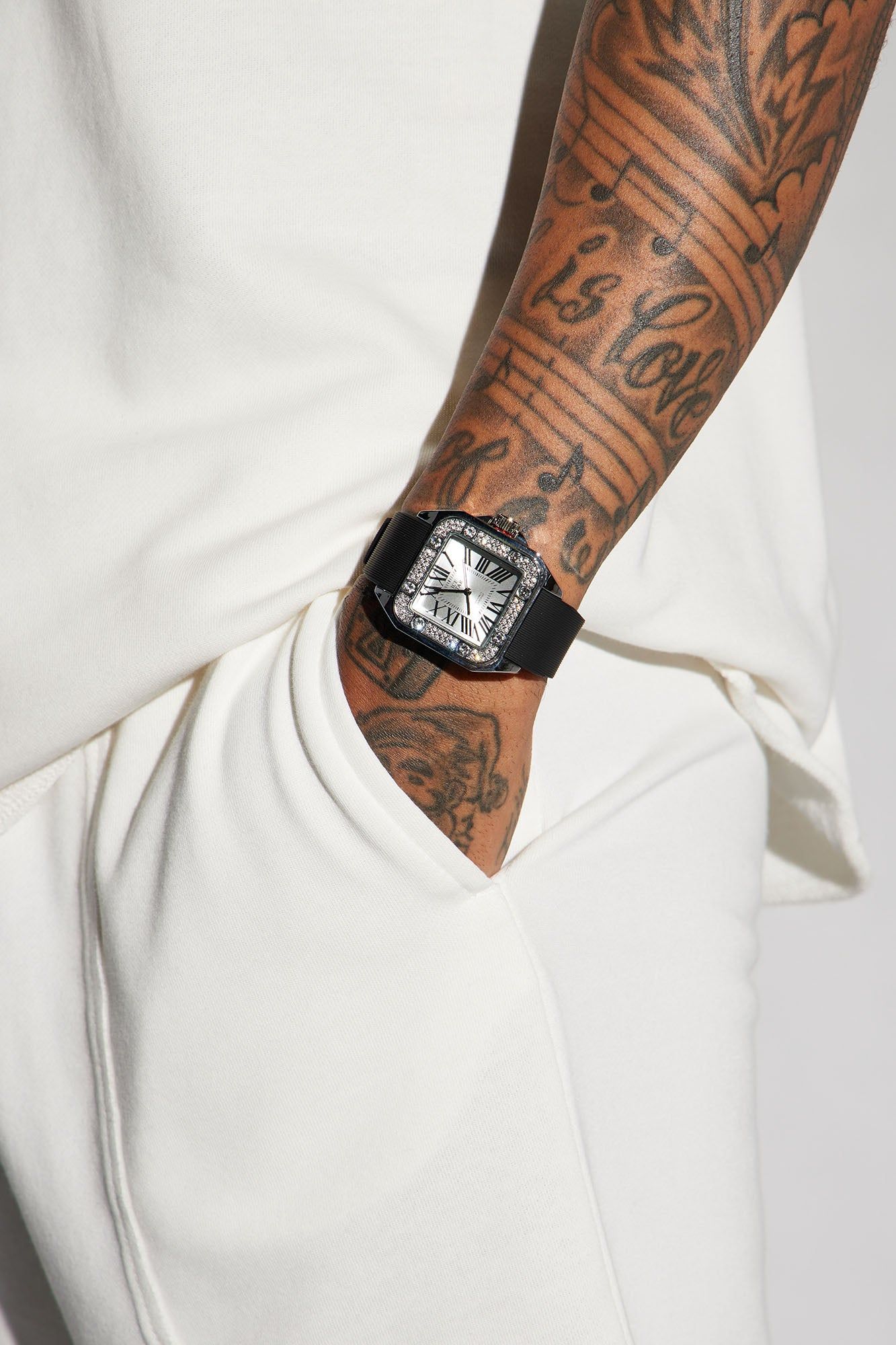 Time To Go Iced Watch - Silver/Black sold by Fashion Nova product image thumbnail 2