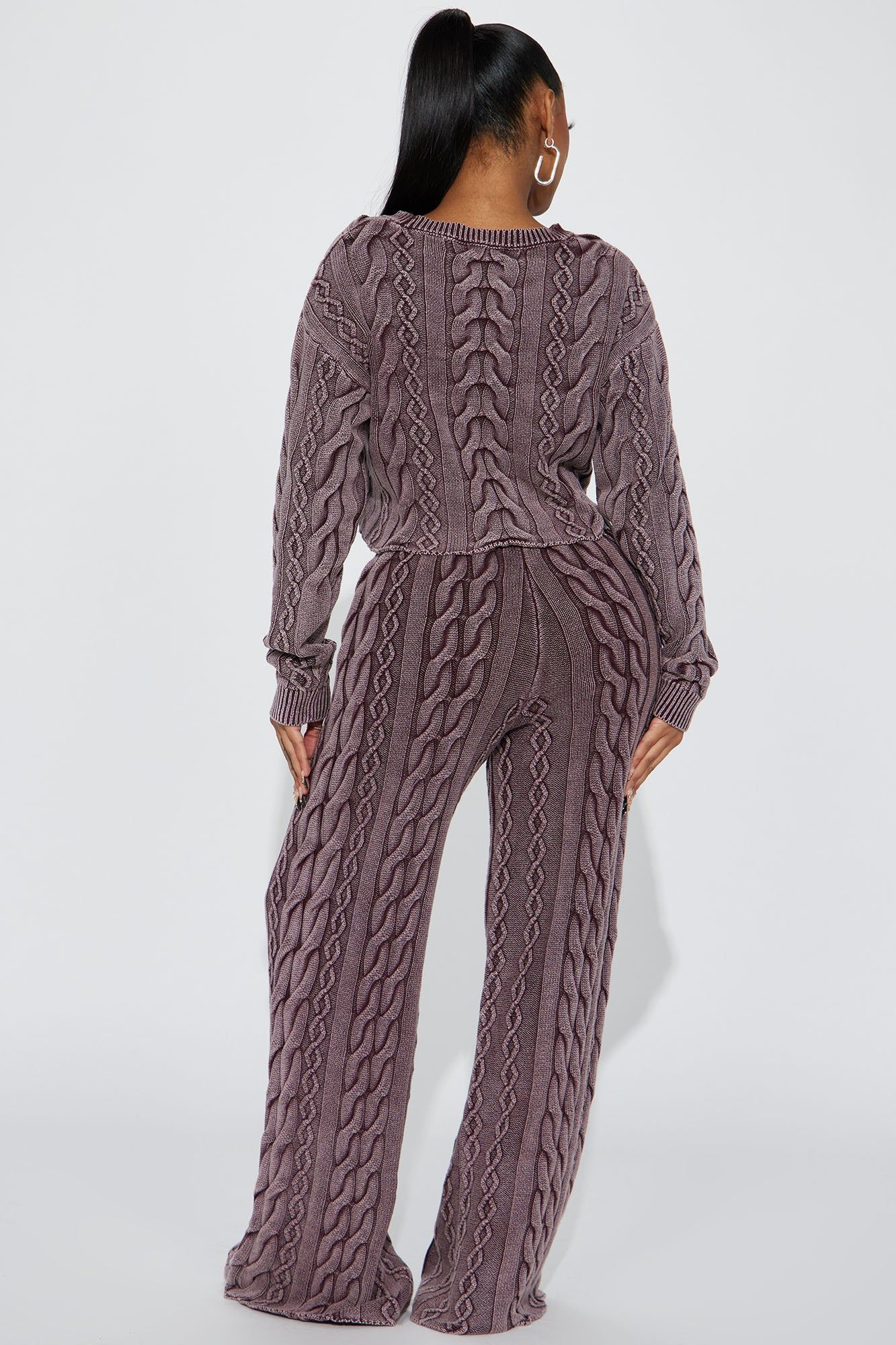 Ineza Mineral Wash Sweater Pant Set - Burgundy sold by Fashion Nova product image thumbnail 3