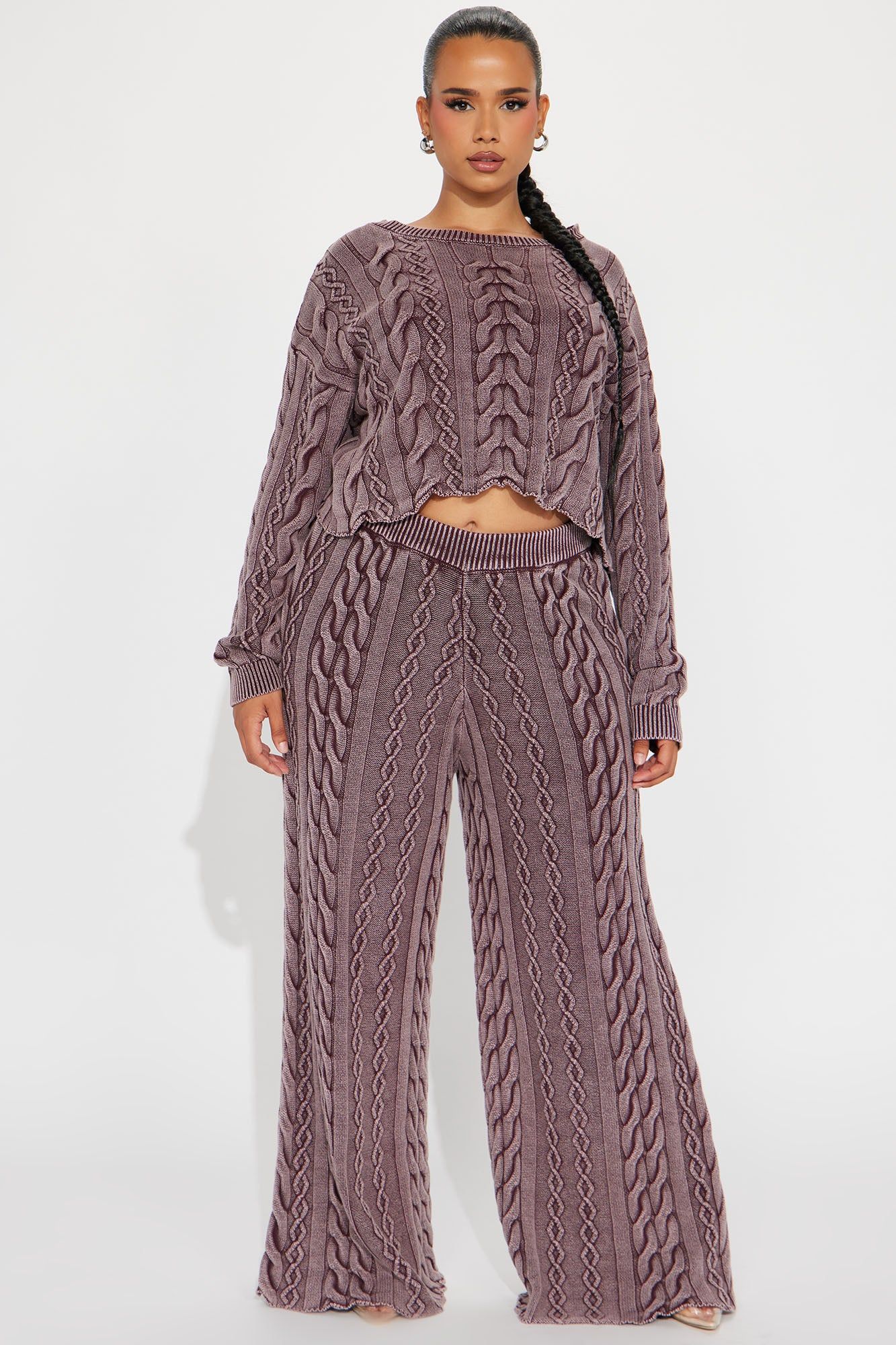 Ineza Mineral Wash Sweater Pant Set - Burgundy sold by Fashion Nova product image thumbnail 4