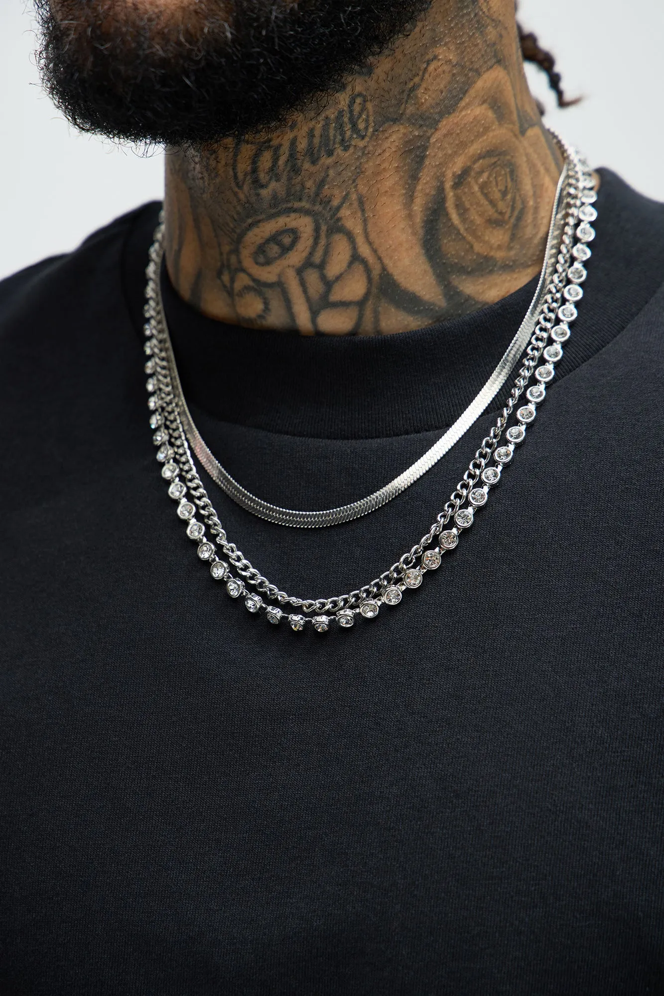 Superior Habits Necklace Set - Silver sold by Fashion Nova