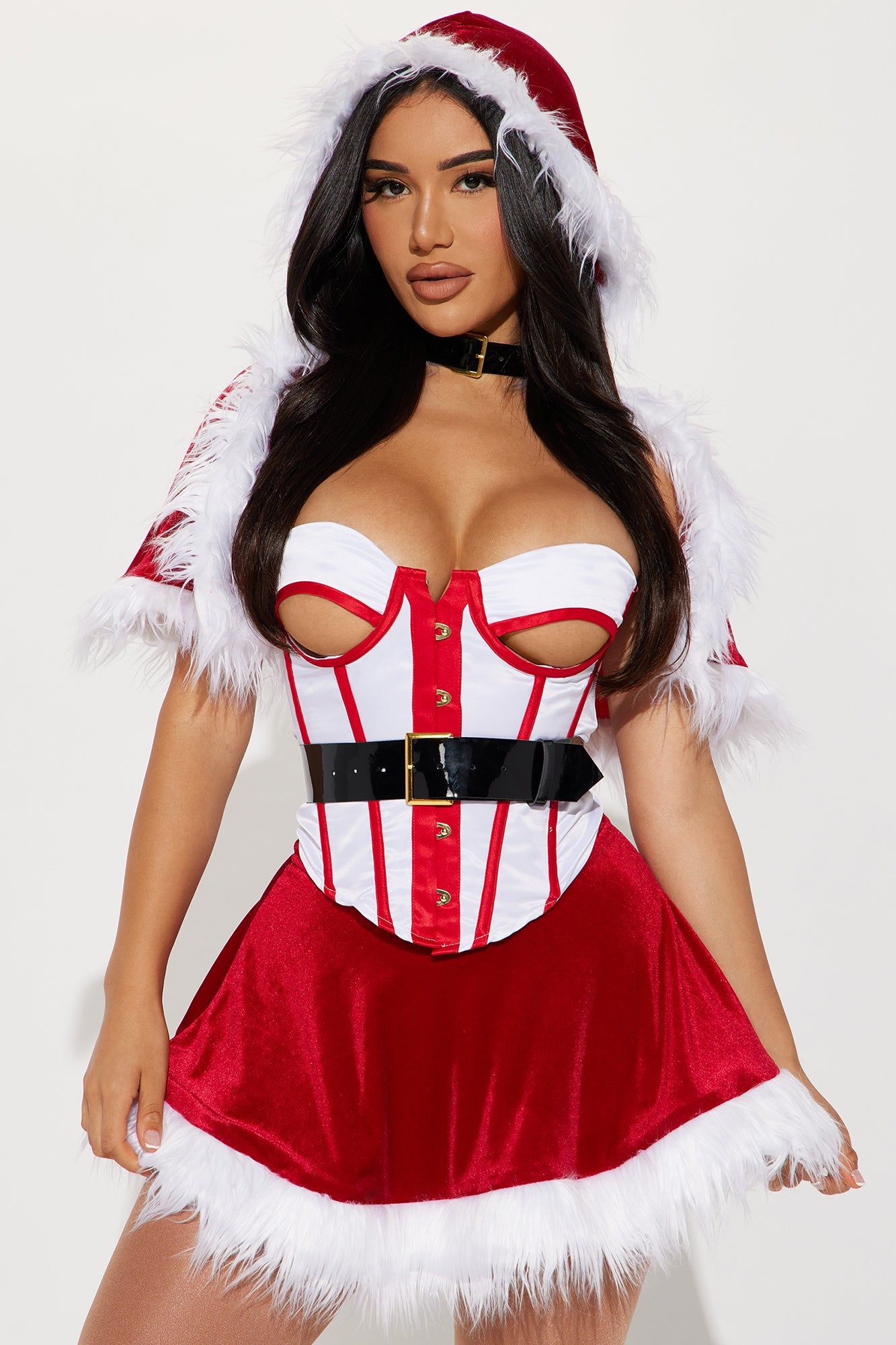 Santa's Mistress 4 Piece Costume Set - Red/White sold by Fashion Nova product image thumbnail 2